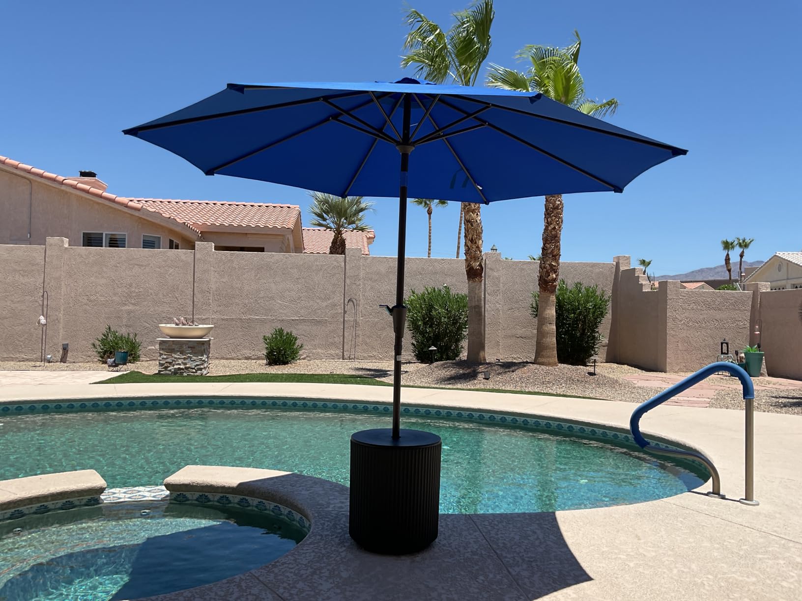 OLIXIS 9ft Patio Table Umbrella, Outdoor Patio Umbrella with Tilt for Pool | 9 Feet Patio Umbrella with Crank Button 8 Sturdy Ribs, Waterproof Sun Shade Umbrella for Market Beach Terrace Restaurant customer photo 1