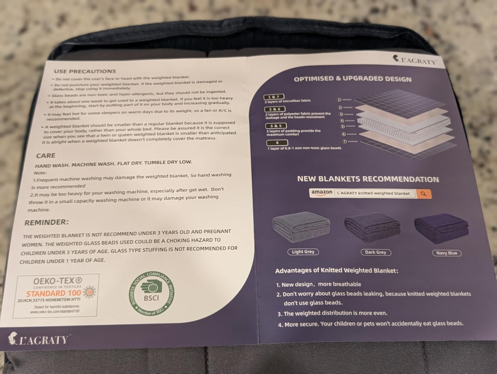 L'AGRATY King Size Weighted Blanket for Adults 30lbs, 88