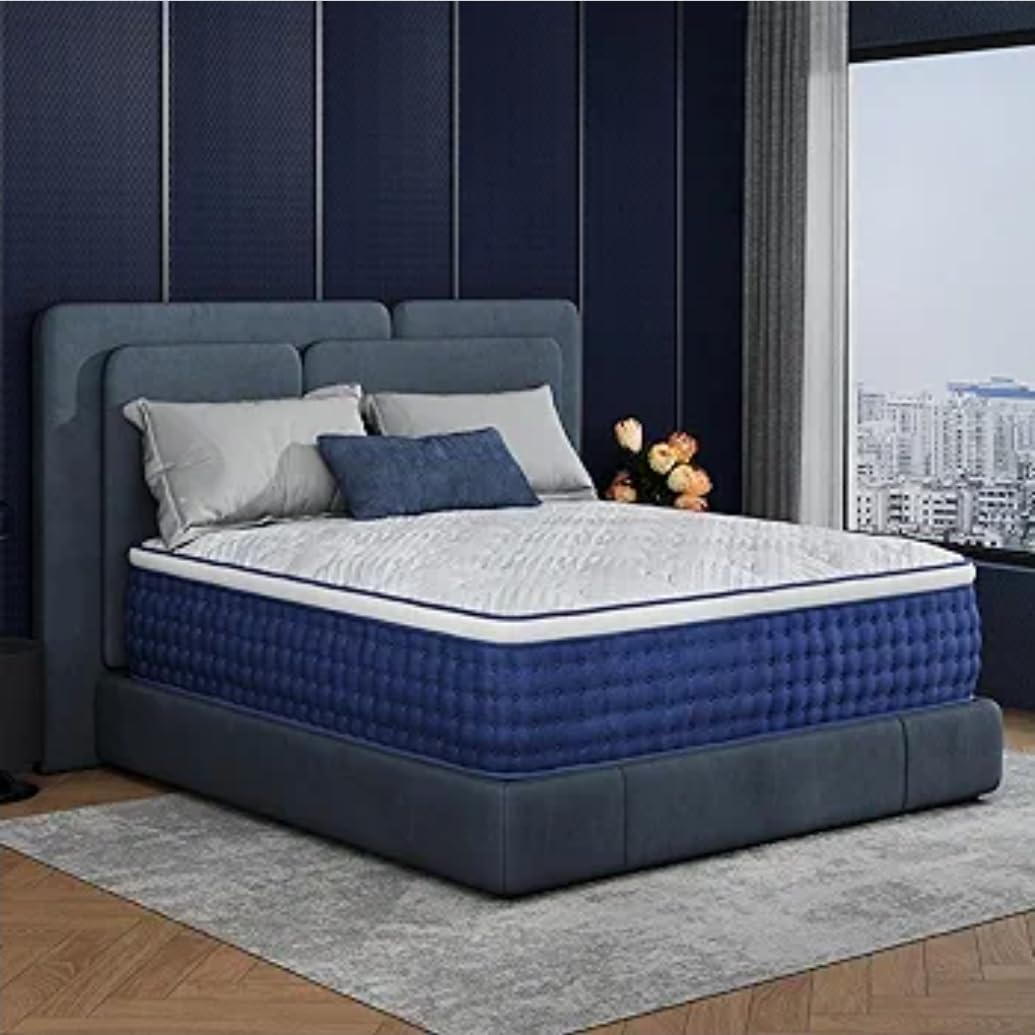 CH CHARME HOUSE Queen Mattress, 14 Inch Hybrid Queen Size, Medium Feel | Individual Pocket Springs, Fiberglass Free Bed Mattress, Extra Edge Support, Pressure Relief, CertiPUR-US, Blue customer photo 2