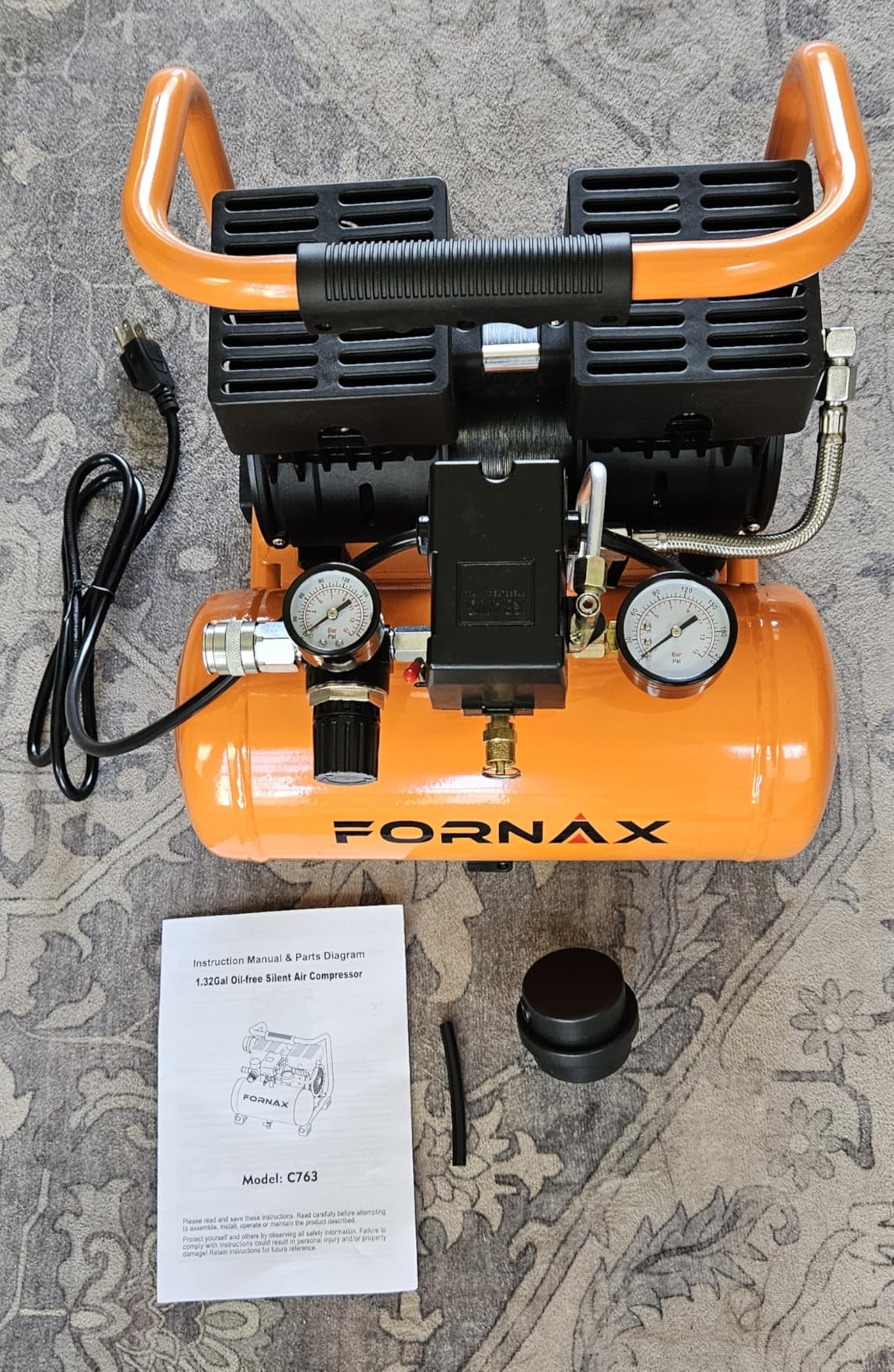 FORNAX Ultra Quiet Air Compressor, 1.3Gallon, 1HP, 65dB Silent Oil-Free Portable Compressor, 125 PSI Max customer photo 2