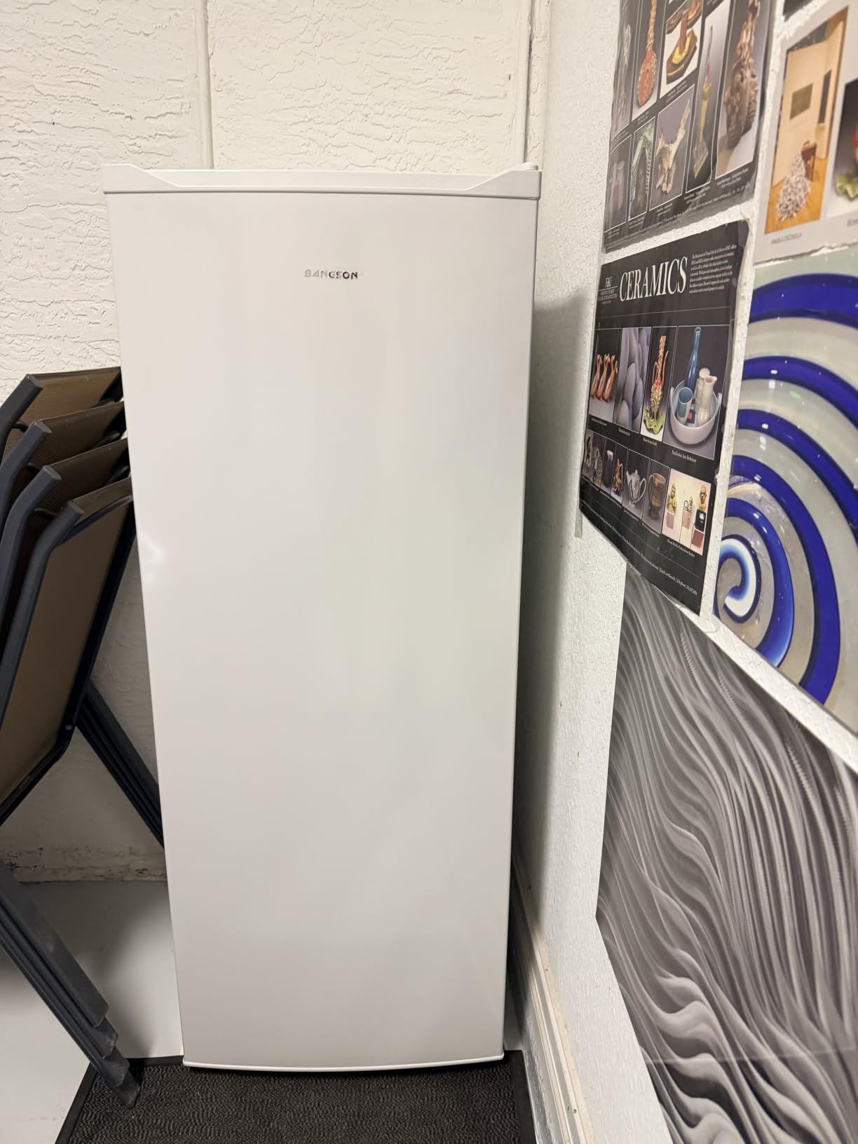 BANGSON 6.5 Cu.ft Upright Freezer, Stand up Freezer with Adjustable Thermostat, Removable Leg, Reversible Single Door, for Bedroom/Home/Dorms/Apartment, Sliver customer photo 2