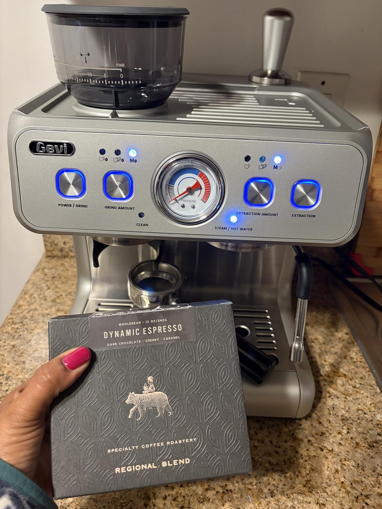 Gevi Dual Boiler Espresso Machine With Grinder & 58mm Portafilter | Stable Dual Boiler Extraction, Customizable Grind Sizes, Premium Steam Wand, Stylish Silver Machine For Homemade Cafe Drinks customer photo 1