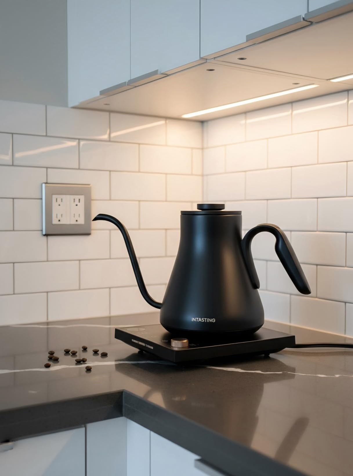INTASTING Gooseneck Electric Kettle with 1℉ Temperature Control, 0.9 Liter | Fast Heating, Stainless Steel Interior, for Pour Over Coffee, Tea & Boiling Water, Keep Warm, Auto Shut-Off, 1200W, Black customer photo 1