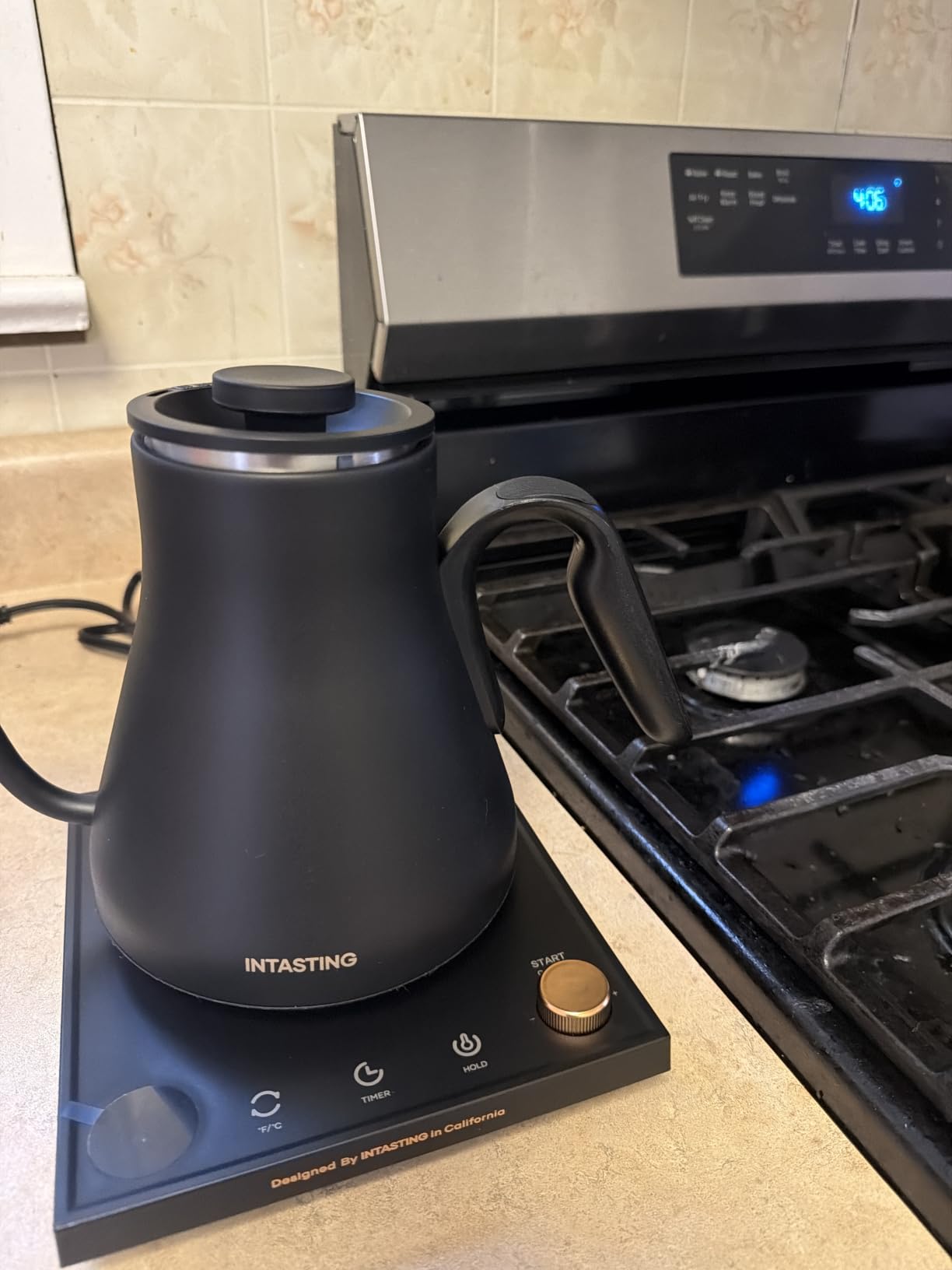 INTASTING Gooseneck Electric Kettle with 1℉ Temperature Control, 0.9 Liter | Fast Heating, Stainless Steel Interior, for Pour Over Coffee, Tea & Boiling Water, Keep Warm, Auto Shut-Off, 1200W, Black customer photo 2
