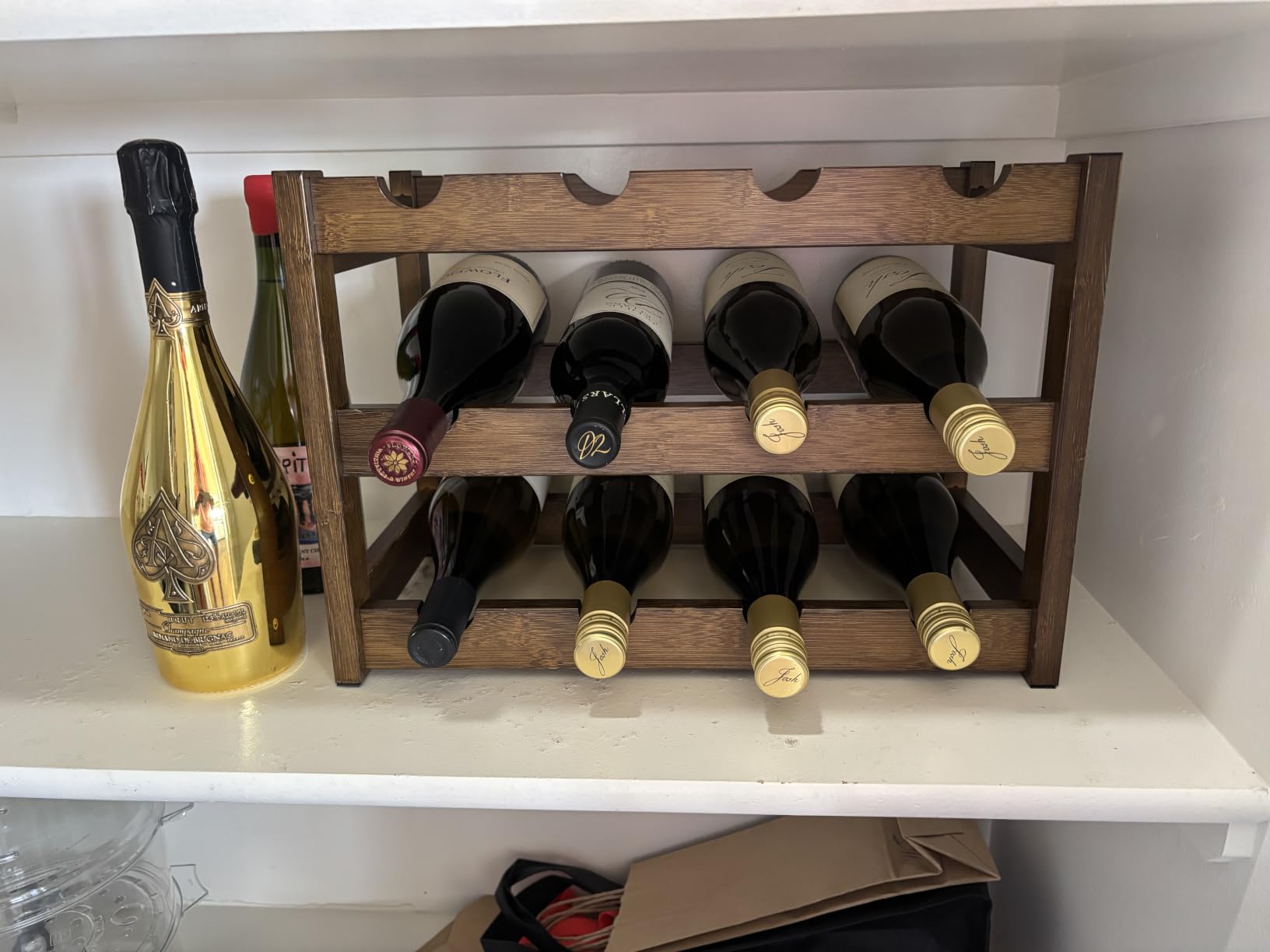 Wine Rack Freestanding Floor, 6-Tier Display Wine Storage Shelf - 24 Bottles Bamboo customer photo 1