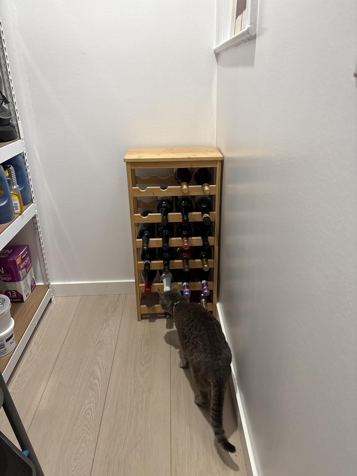 Wine Rack Freestanding Floor, 6-Tier Display Wine Storage Shelf - 24 Bottles Bamboo customer photo 2