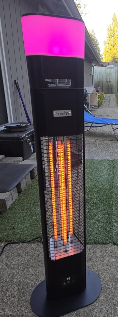Outdoor Electric Patio Heater, Built-in Speaker & 16-color Mood Lights, 43 inch, IP65 Waterproof, 24H Timer, 1500W, Sleek Aluminum Unibody Outdoor/Indoor (Silver) customer photo 1