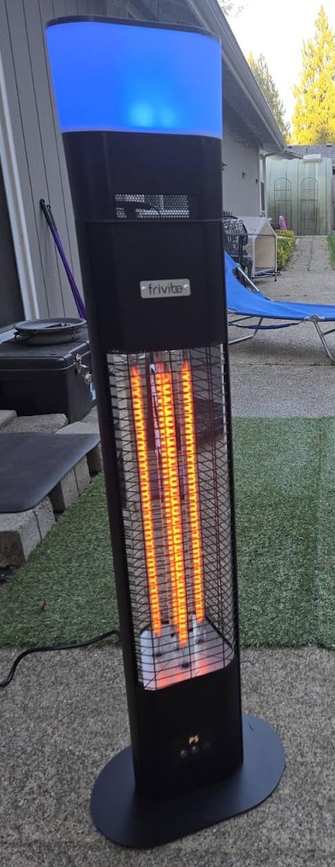 Outdoor Electric Patio Heater, Built-in Speaker & 16-color Mood Lights, 43 inch, IP65 Waterproof, 24H Timer, 1500W, Sleek Aluminum Unibody Outdoor/Indoor (Silver) customer photo 2