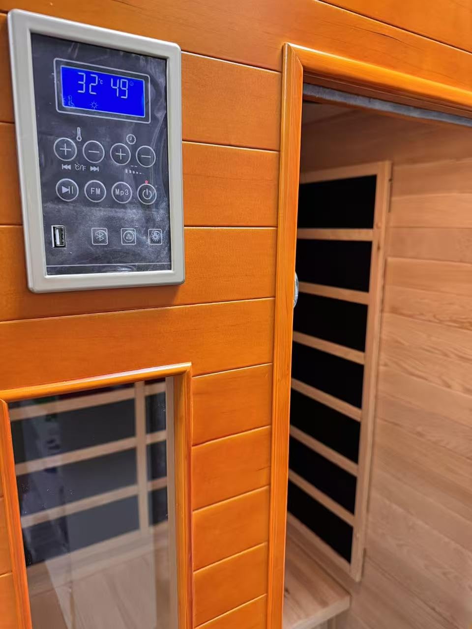 X-Vcak 1-2 Person Infrared Sauna, Dry Heat Sauna with Red Light Therapy, Bluetooth, Radio, 7-Color Therapy Light for Home, Indoor, Gym, Wellness Center, 40″ x 36″ x 73″, Brown customer photo 1