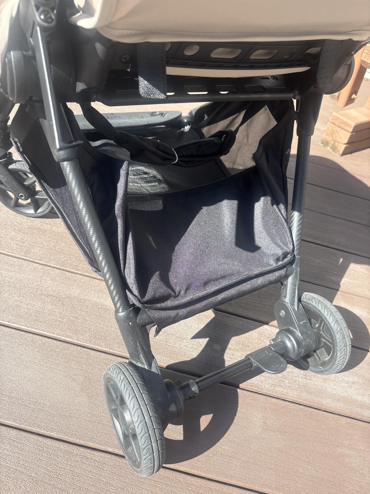 Mompush Nexis Carbon Fiber Lightweight Travel Stroller, Carry-On, Forest | Lightweight travel stroller for airplane, compact auto-fold, one-hand recline, XL basket, cup holder, rain cover included customer photo 2