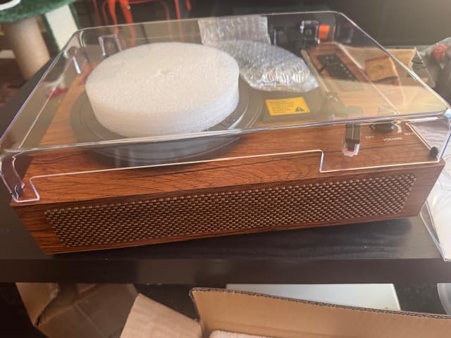 Vinyl Record Player Vintage Turntable with Built-in Stereo Speakers, Bluetooth, USB Recording & Playback, 3-Speed Belt Drive Turntable for Vinyl Records, AUX,RCA Ouptut -Retro Wood customer photo 1