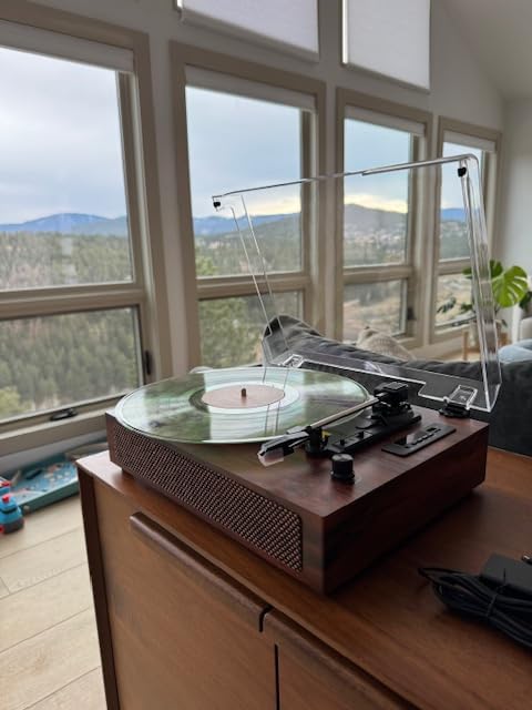 Vinyl Record Player Vintage Turntable with Built-in Stereo Speakers, Bluetooth, USB Recording & Playback, 3-Speed Belt Drive Turntable for Vinyl Records, AUX,RCA Ouptut -Retro Wood customer photo 2