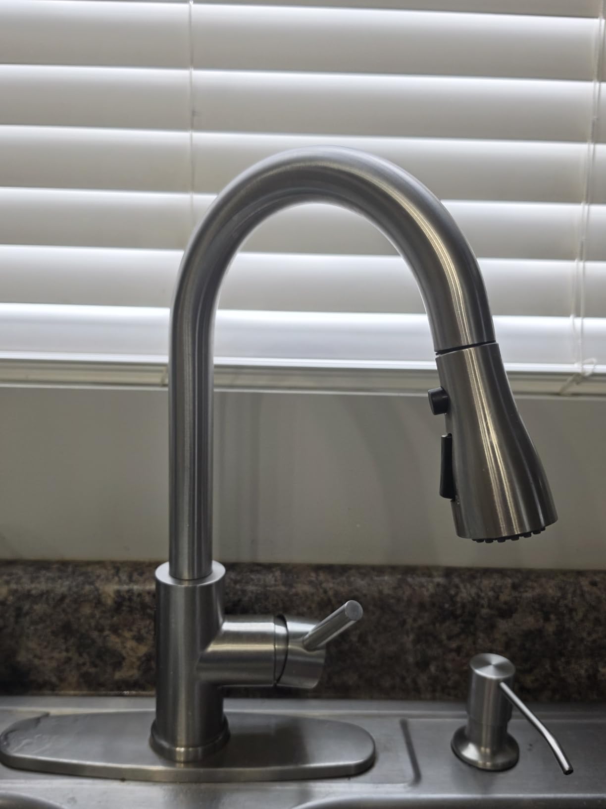 WEWE Touchless Kitchen Faucet with Soap Dispenser Set, Brushed Nickel | 3-Mode Sprayer, 360° Swivel, Pull-Down Hose, SUS 304, 1- or 3-Hole Fit, Ceramic Cartridge, Easy-Clean Nozzles customer photo 1
