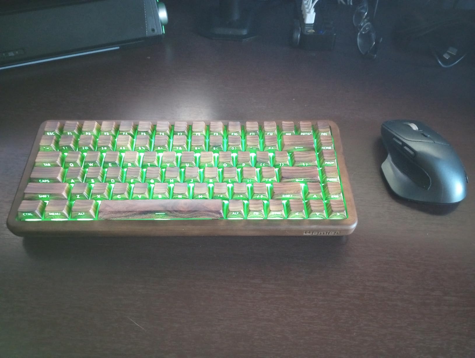 Womier 75% Mechanical Keyboard Wireless with Wood Natural WD75 V2 QMK/VIA | Gaming Creamy Keyboard 8000mAh Battery, Tri-Mode Key Board RGB Hot Swappable with PBT Keycaps-POM Linear Switch, Black customer photo 2