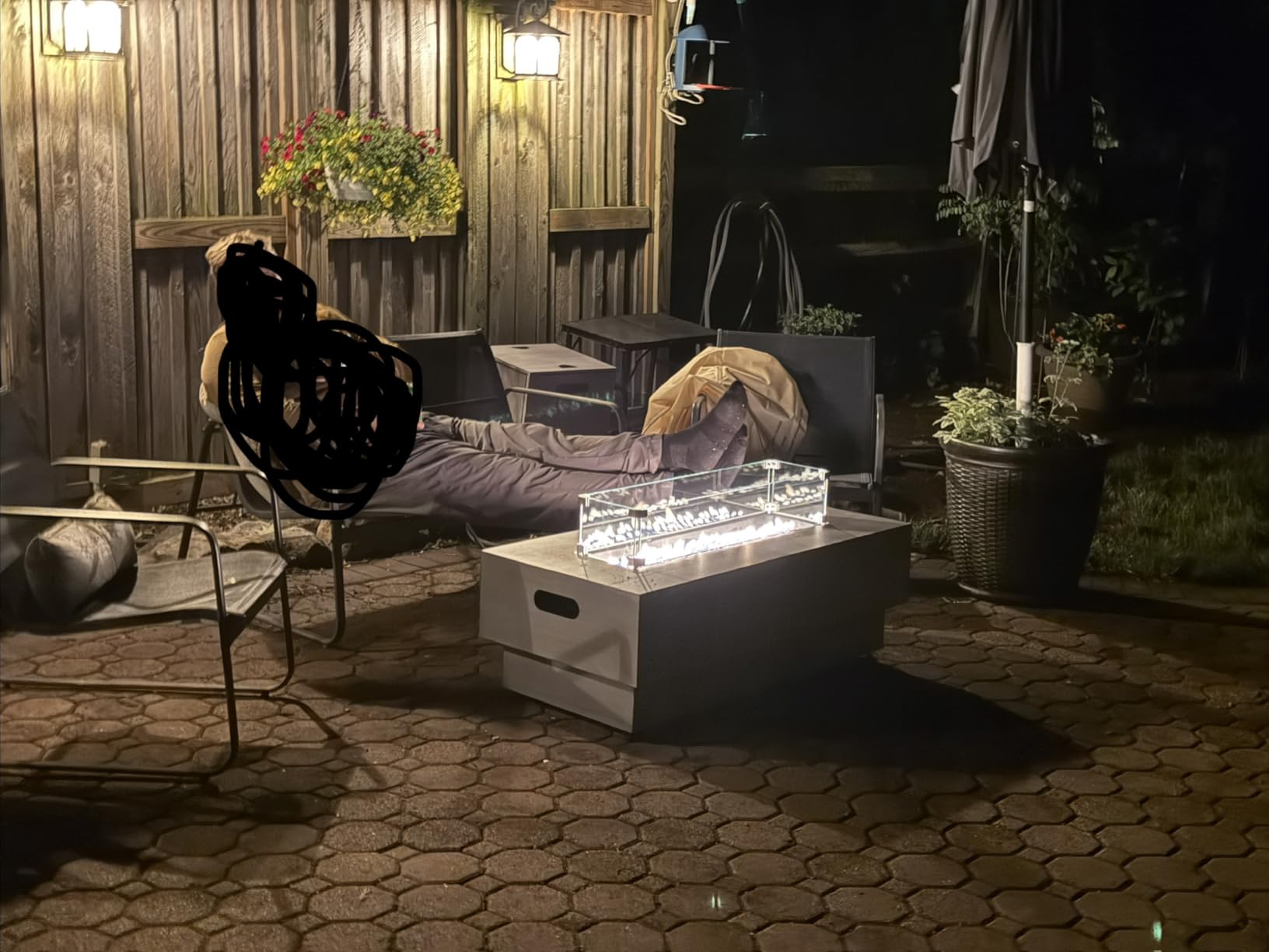 IRONCK 43-inch Outdoor Propane Fire Pit Table with Tank Table, White | CSA Certified, 2 in 1 Rectangular Patio Fire Pit w/ Glass Rocks, Wind Guard and Cover, 50000 BTU Outdoor Heater for Garden customer photo 1