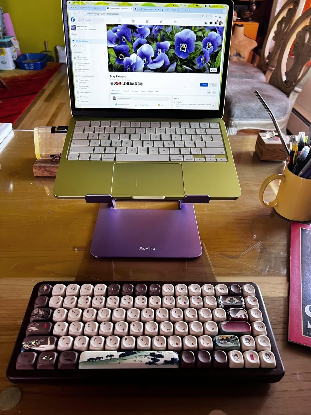 Womier 75% Wireless Creamy Keyboard with Wood Shell, QMK/VIA WD75 V2 | Retro Mechanical Gaming Keyboard 8000mAh Battery, Tri-Mode Custom Keyboard RGB Hot Swappable, MOA Japanese Keycap-Linear Switch customer photo 2