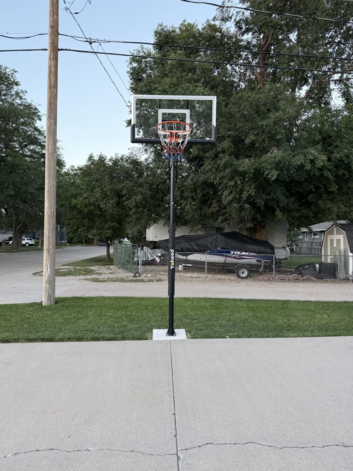 Yohood In Ground Basketball Hoop Outdoor 10FT Adjustable Height with Crank, in-Ground Basketball Goal System with 50 Inch Shatterproof PC Backboard and Solid Steel Rim customer photo 1