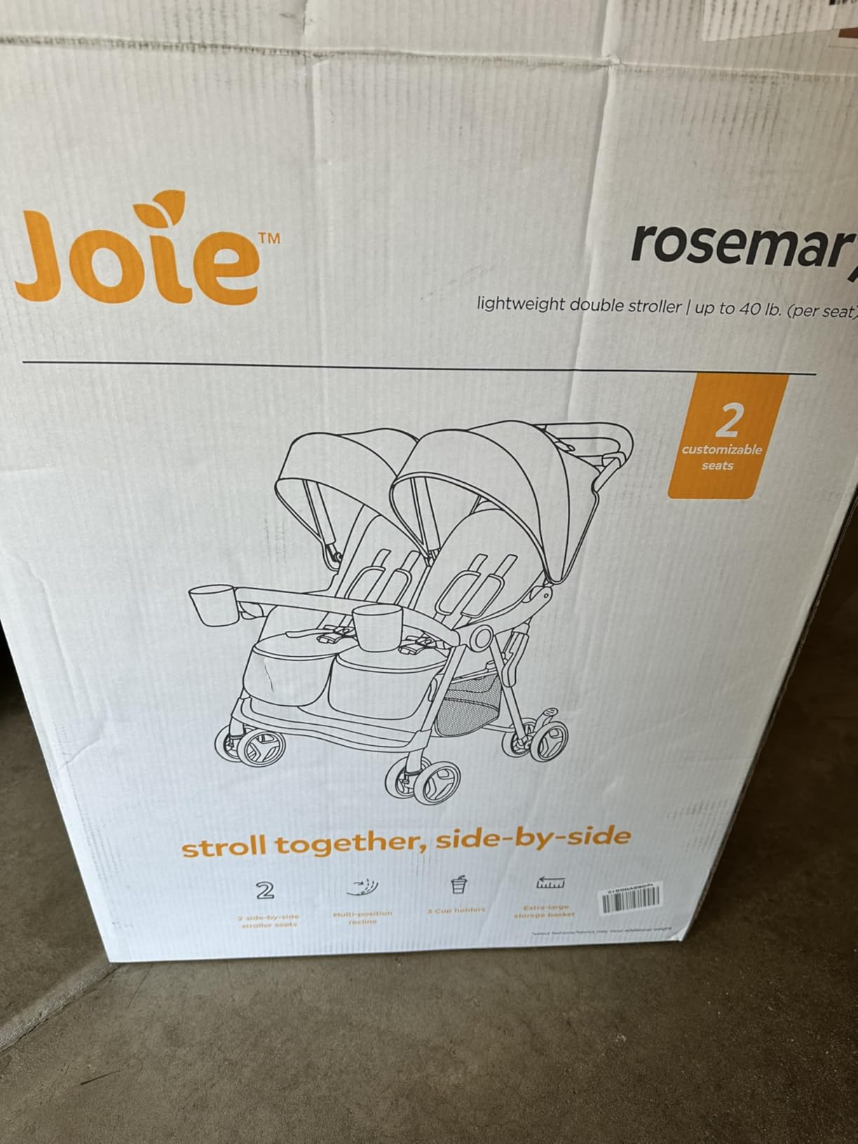 Joie Baby, Rosemary™ Side-by-Side Double Stroller - Lightweight, Compact, and Comfortable Side-by-Side Stroller for Twins or Siblings (Shale & Thunder) customer photo 2