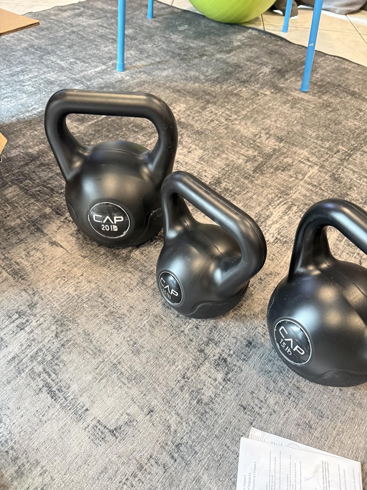 CAP Barbell 45 LB Cement Kettlebell Set - 10 lb, 15 lb & 20 lb Vinyl-Coated Kettlebells for Strength Training, Cardio, Cross Training & Home Gym Workouts customer photo 1
