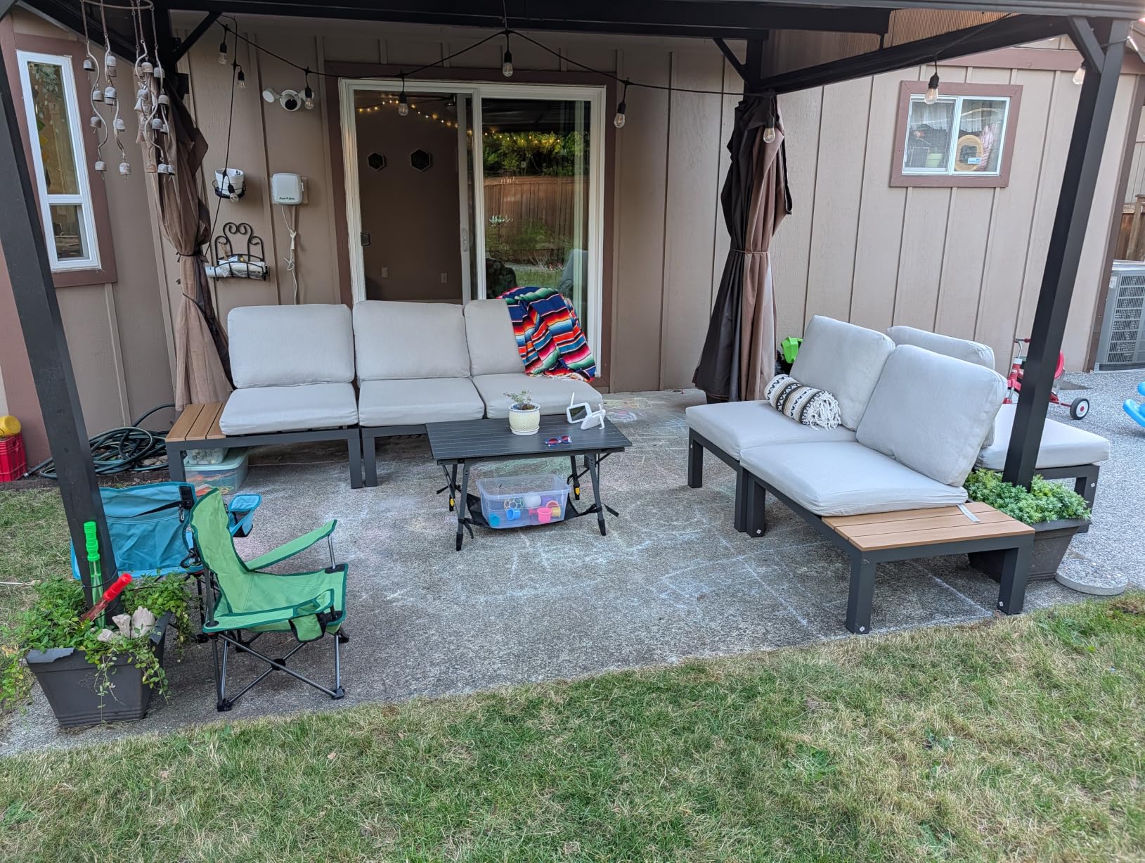 Aluminum Modular Outdoor Patio Furniture Set, 6 Seats Patio Sectional Sofa Set with Adjustable Backrest & Thick Cushions, All-Weather Conversation Sets with Table for Garden & Yard, Gray customer photo 2