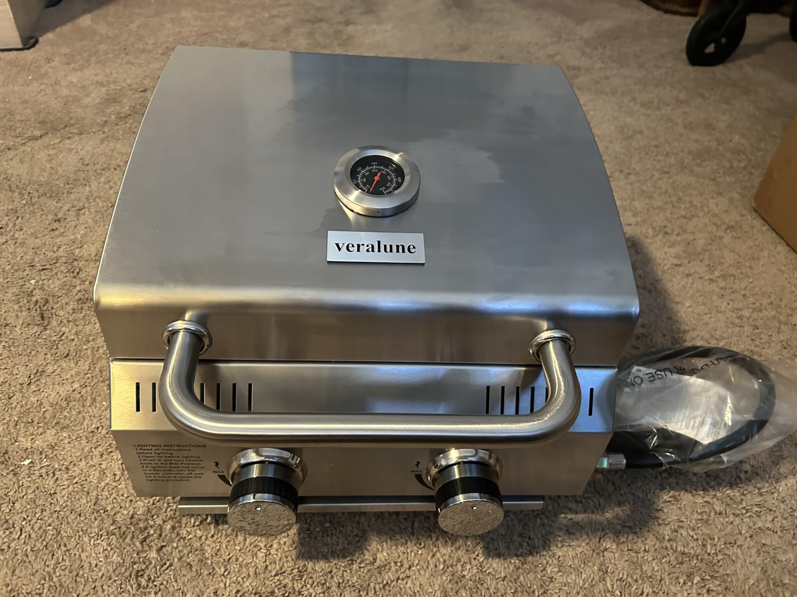 Veralune 2-Burner Tabletop Gas Grill, 22000 BTU Stainless Steel Grill | Outdoor Gas Grill with New Upgrade Heavy Duty Rack, Built-in Thermometer, Travel Locks for Tailgating, Camping, RV Trips customer photo 2