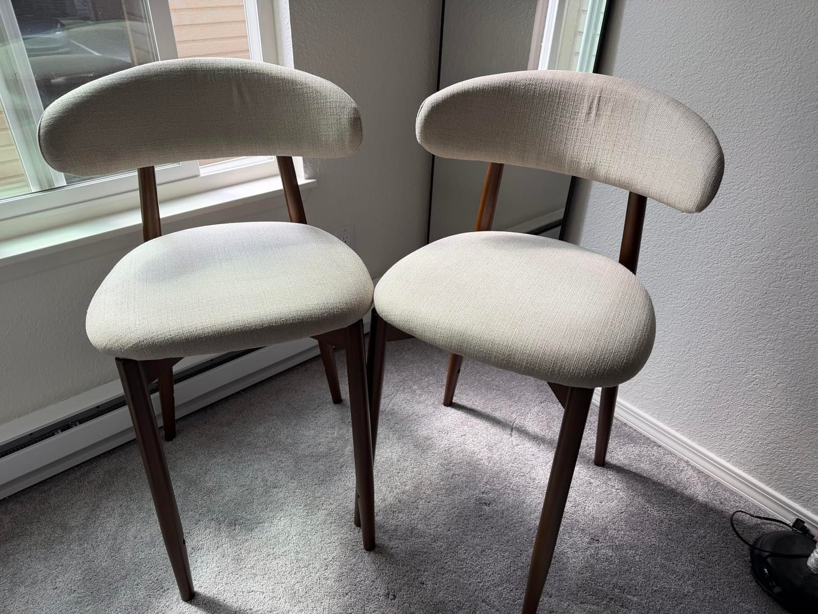 COLAMY Counter Height Bar Stools Set of 2, Kitchen Bar Stools with Back, Mid Century Modern Upholstered, with Wood Legs for Kitchen Island Dining Room, Beige customer photo 1