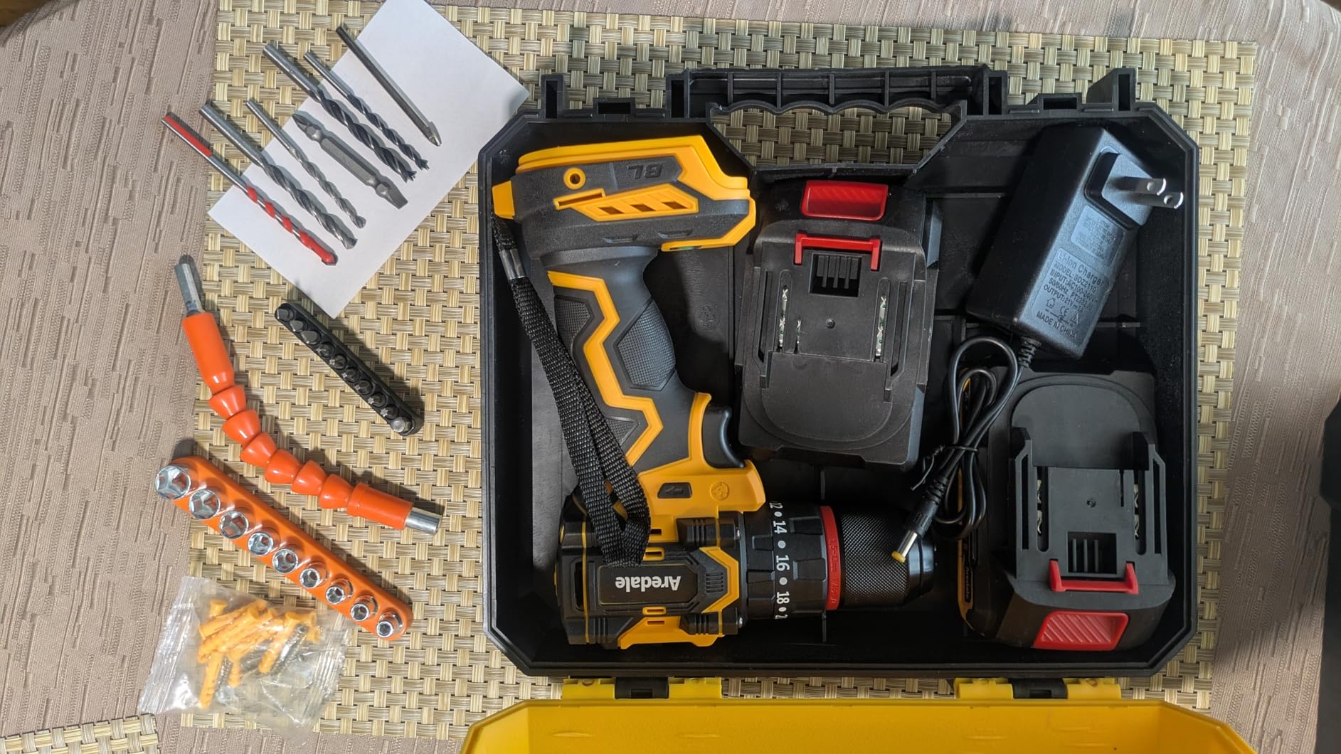 20V Cordless Drill Set, Brushless Power Drill Driver with 2*2.0Ah Battery and Charger, 3/8
