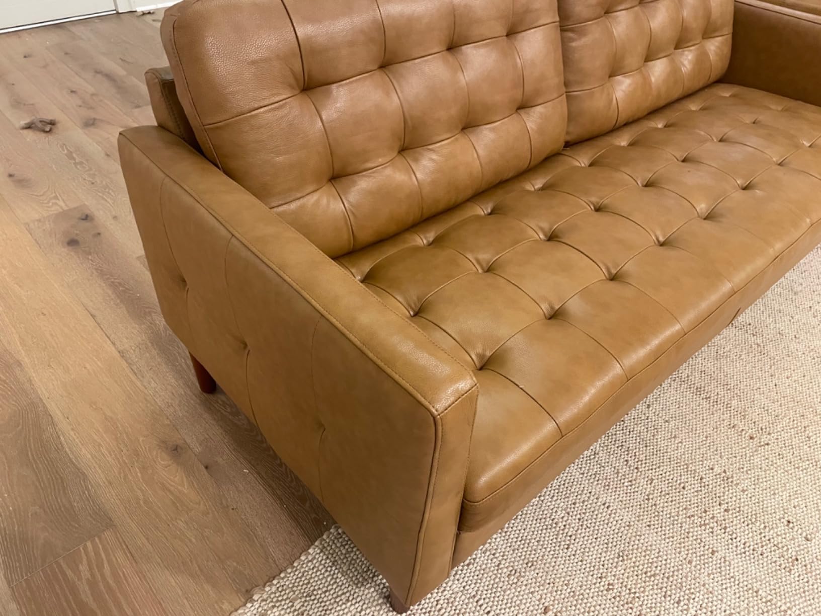 AMERLIFE Mid Century Genuine Leather Couch, 2 Piece 3 Seater Modern Sofa, Comfy Couch for Living Room & Home Office, Black Leather Sofa customer photo 2