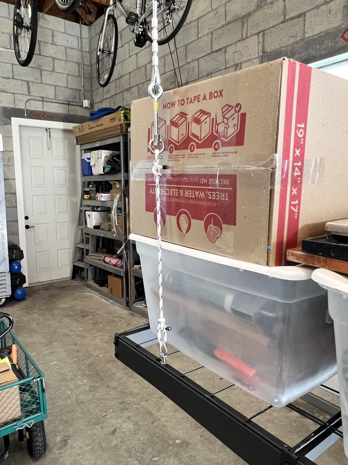 FERO Motorized Overhead Garage Storage Rack with Remote Control, 4x8 FT Ceiling Storage Lift System, 325 LBS Capacity customer photo 2