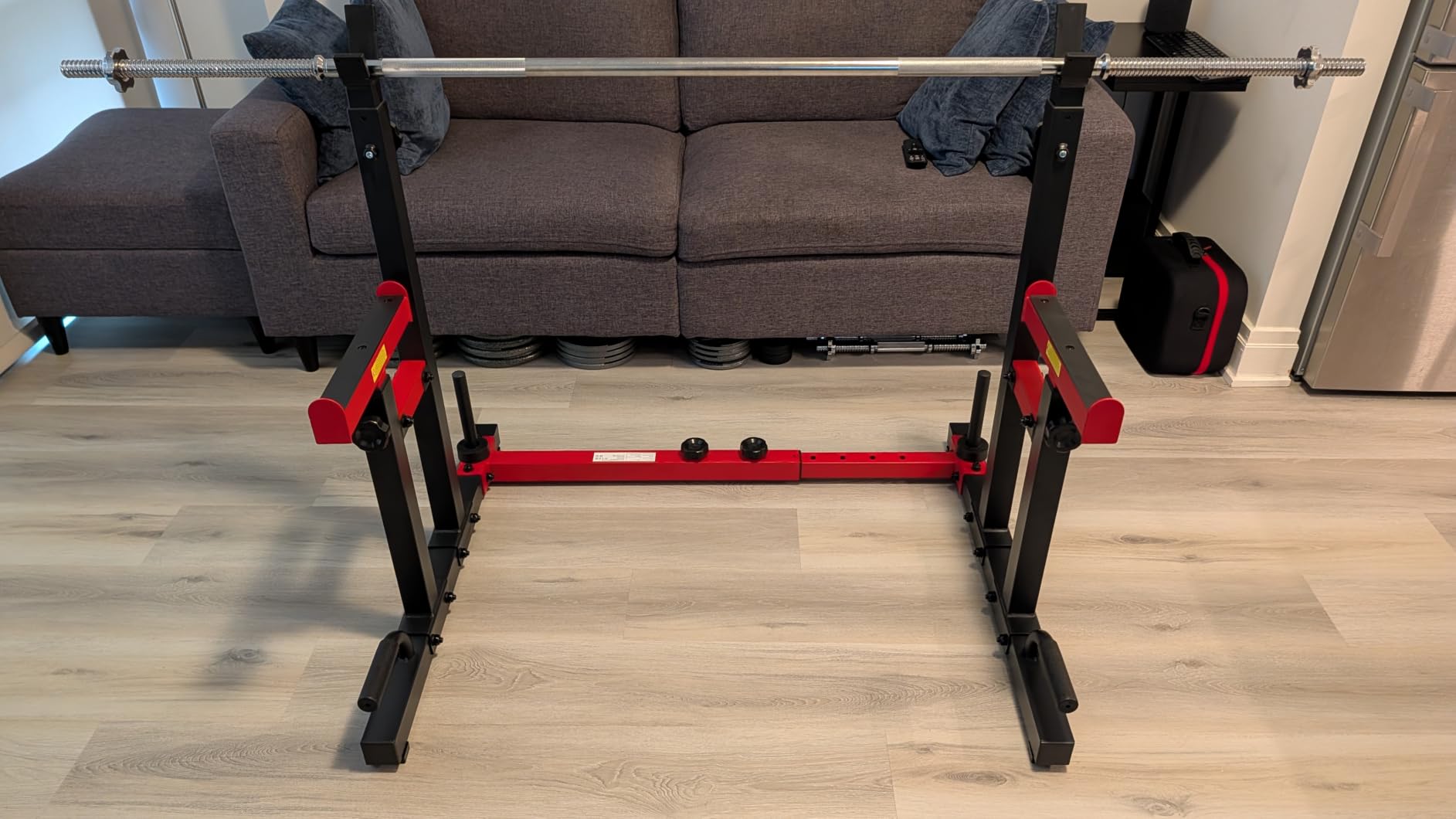 PASYOU Adjustable Squat Power Rack for Home Gym | 1200 Pounds Capacity, Dual Steel Frame customer photo 1