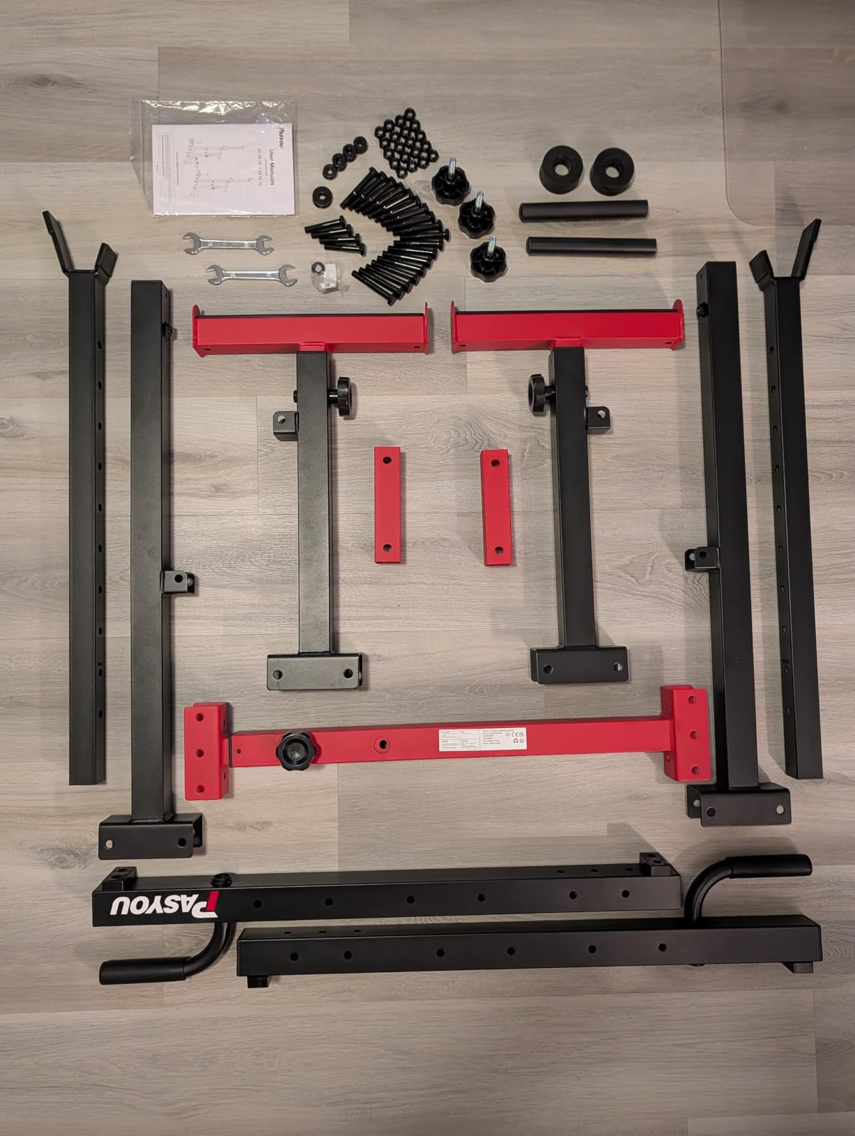 PASYOU Adjustable Squat Power Rack for Home Gym | 1200 Pounds Capacity, Dual Steel Frame customer photo 2