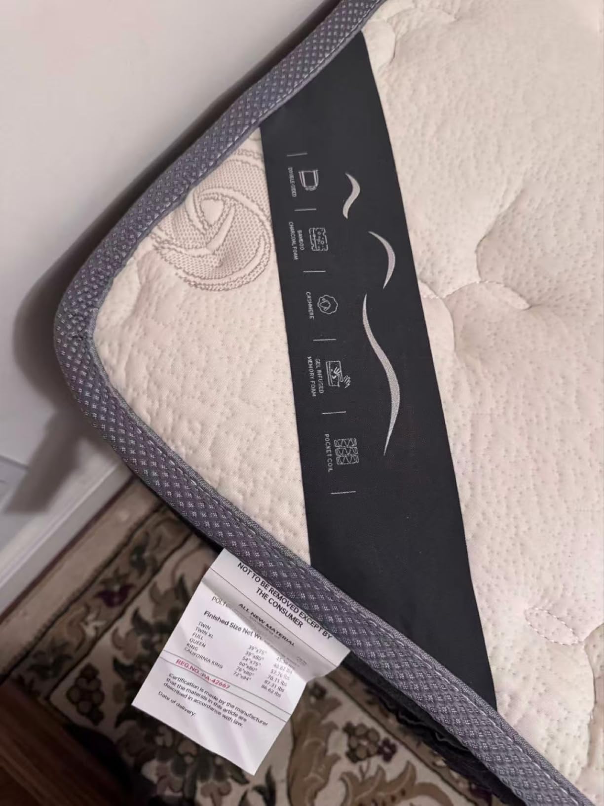 TXO 14 Inch Cashmere Hybrid Queen Mattress in a Box, Dual-Sided Medium Firm & Firm, Cooling Gel Memory Foam Mattress, Pocket Springs for Motion Isolation, Pressure Relief, CertiPUR-US Certified customer photo 2