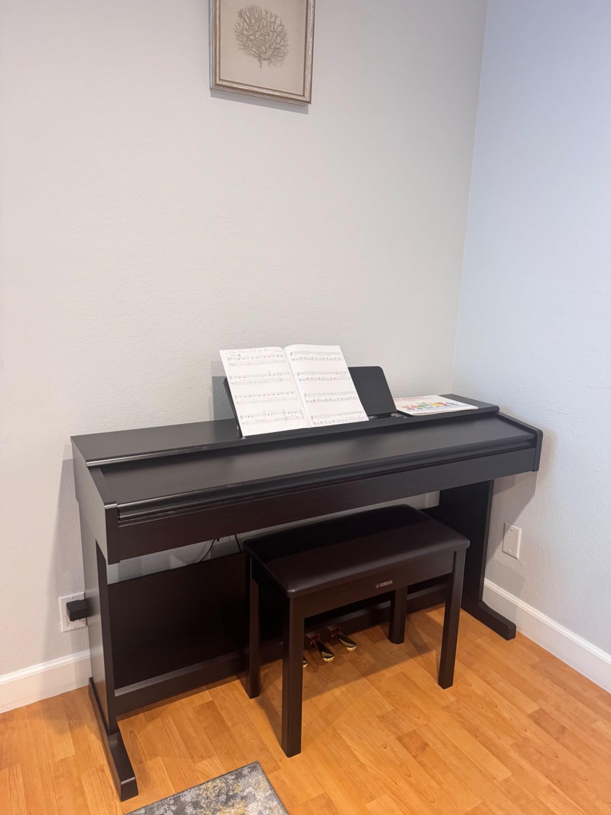 Yamaha YDP105 88-Key Weighted Action Upright Digital Piano for Beginner and Intermediate Players, Dynamic Response, Grand Piano Sound, 3-pedal Unit, Upright Design, Bench Included, White customer photo 2