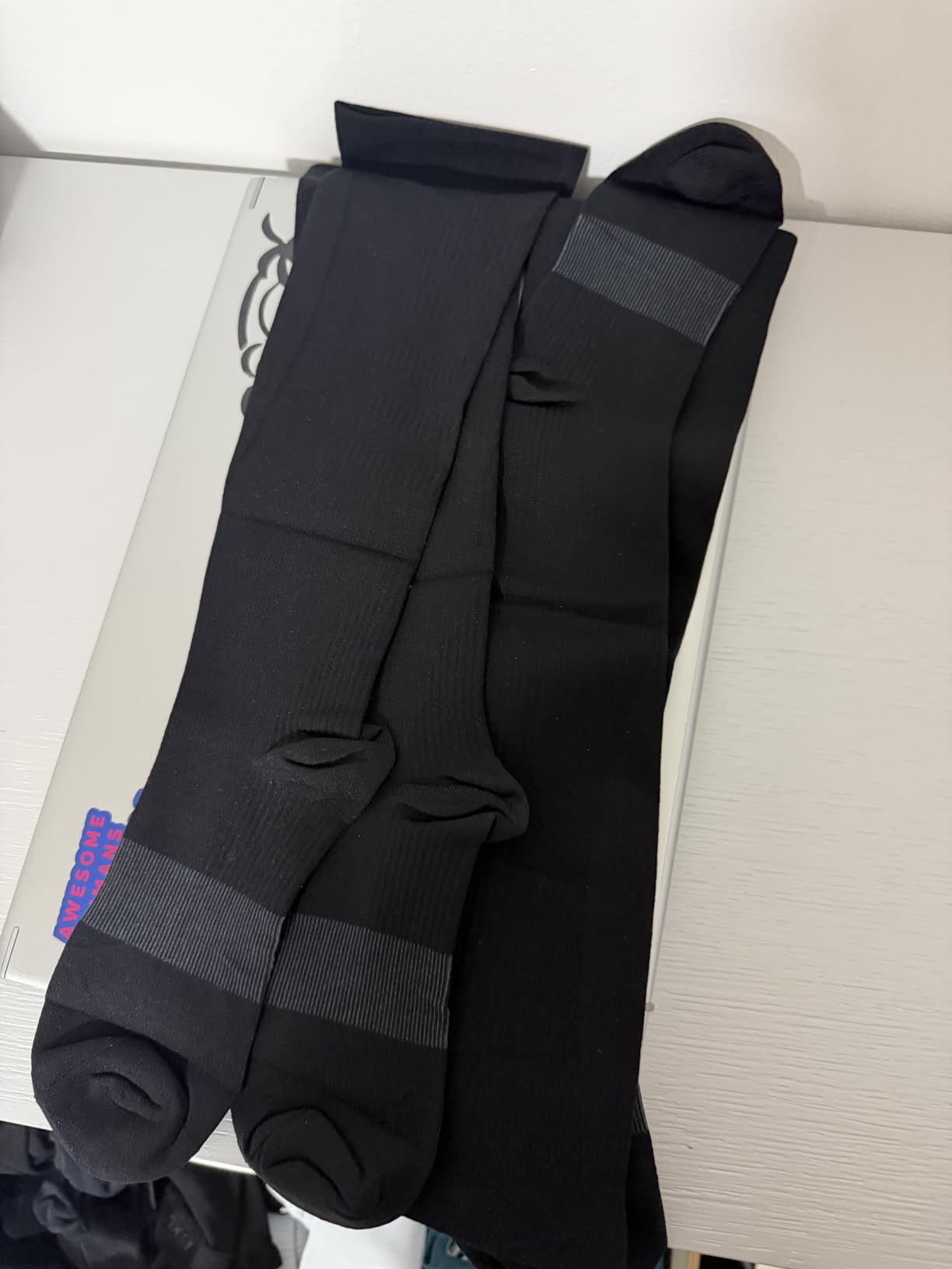 PULIOU Cooling Compression Socks for Women Men, 20-30 mmHg Circulation Knee High for Travel, Flying, Running, 2 Pairs customer photo 1