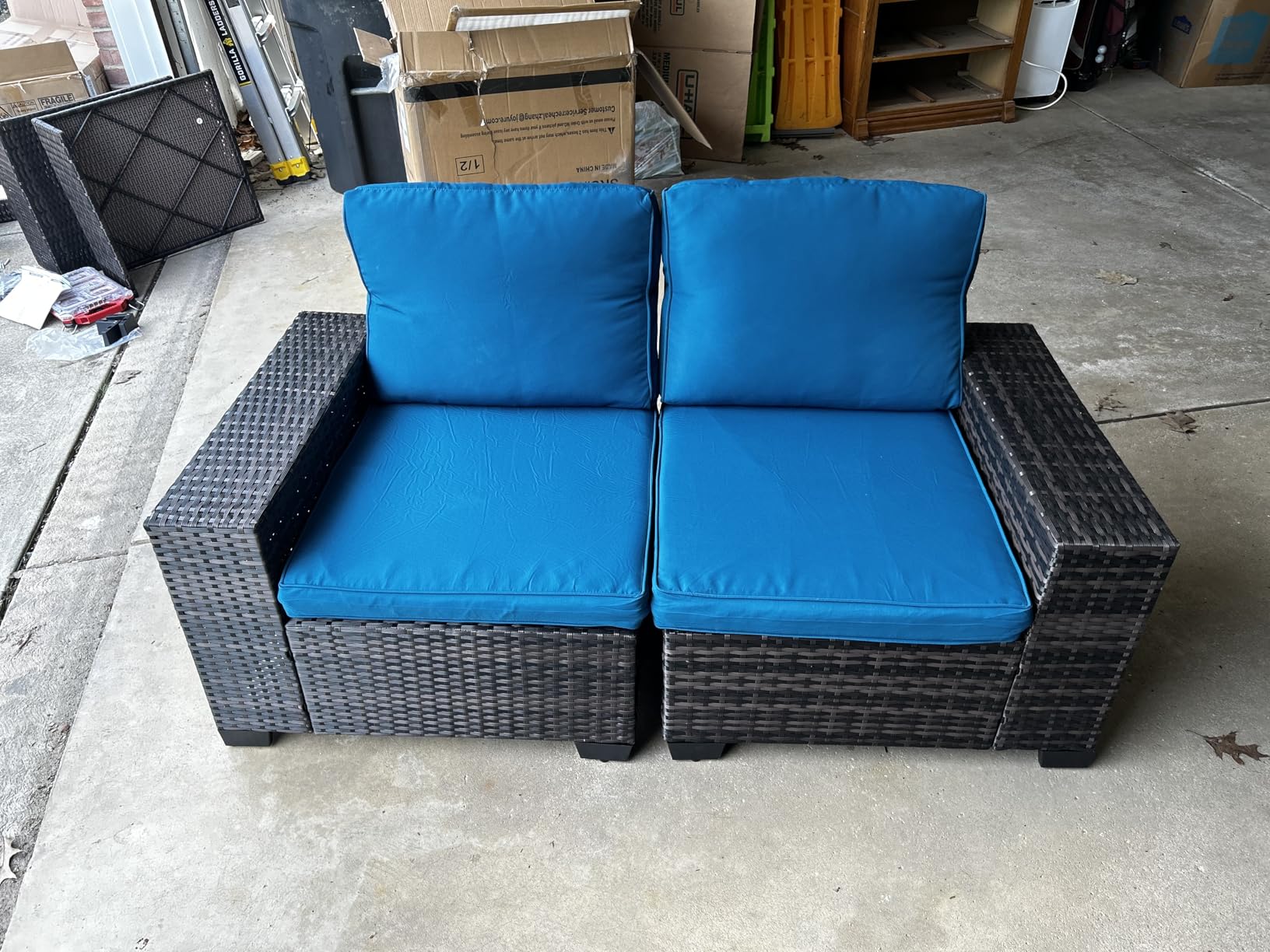 Jing's Villa 6-Piece Patio Furniture Set, All-Weather Outdoor Wicker Sectional Sofa with Cushions, Glass Table & Left and Right Armrest, Rattan Conversation Seating for Porch, Garden, Backyard, Grey customer photo 1