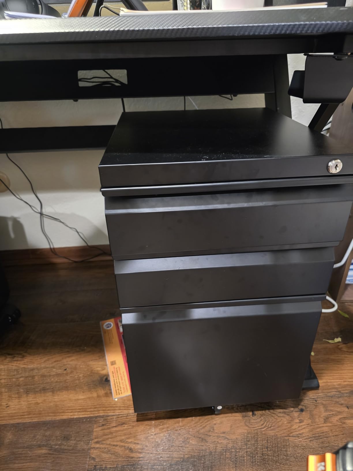 DEVAISE 3 Drawer File Cabinet, Metal Lateral Filing Cabinet with Lock for Letter/Legal/F4/A4 Size, Wide Organization Storage Cabinet for Home Office School (Black, Assembly Required) customer photo 2