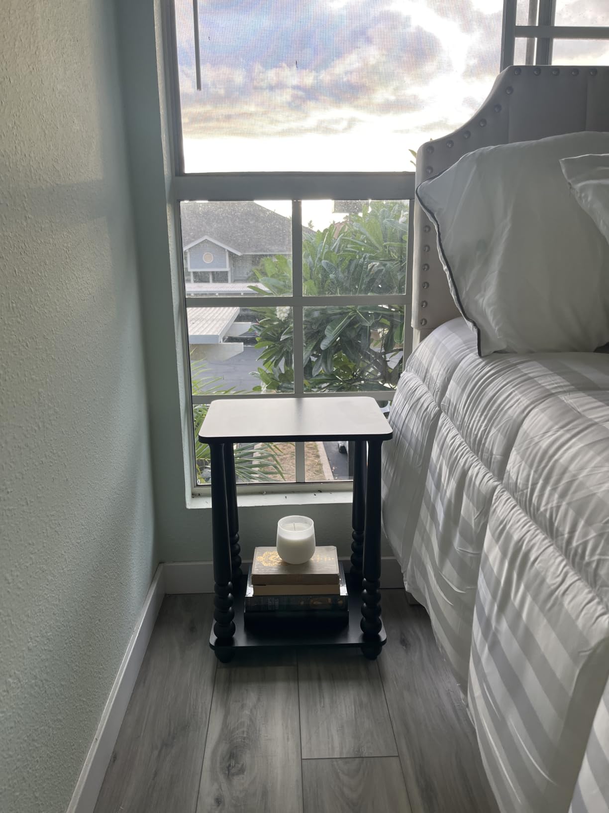 VASAGLE Side End Table, Accent Rectangular Nightstand for Small Spaces, Mid-Century Modern, Natural Brown customer photo 2