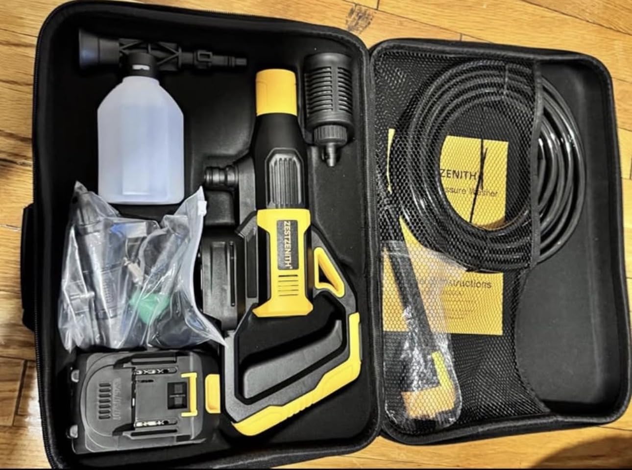 Cordless Portable Washer, Battery Operated Car Washer with 21V Battery & Charger, 990 PSI, 6-in-1 Nozzle, Foam Pot, 23FT High-Elastic Hose, Handheld Cleaner for Home Garden Patio Driveway customer photo 1