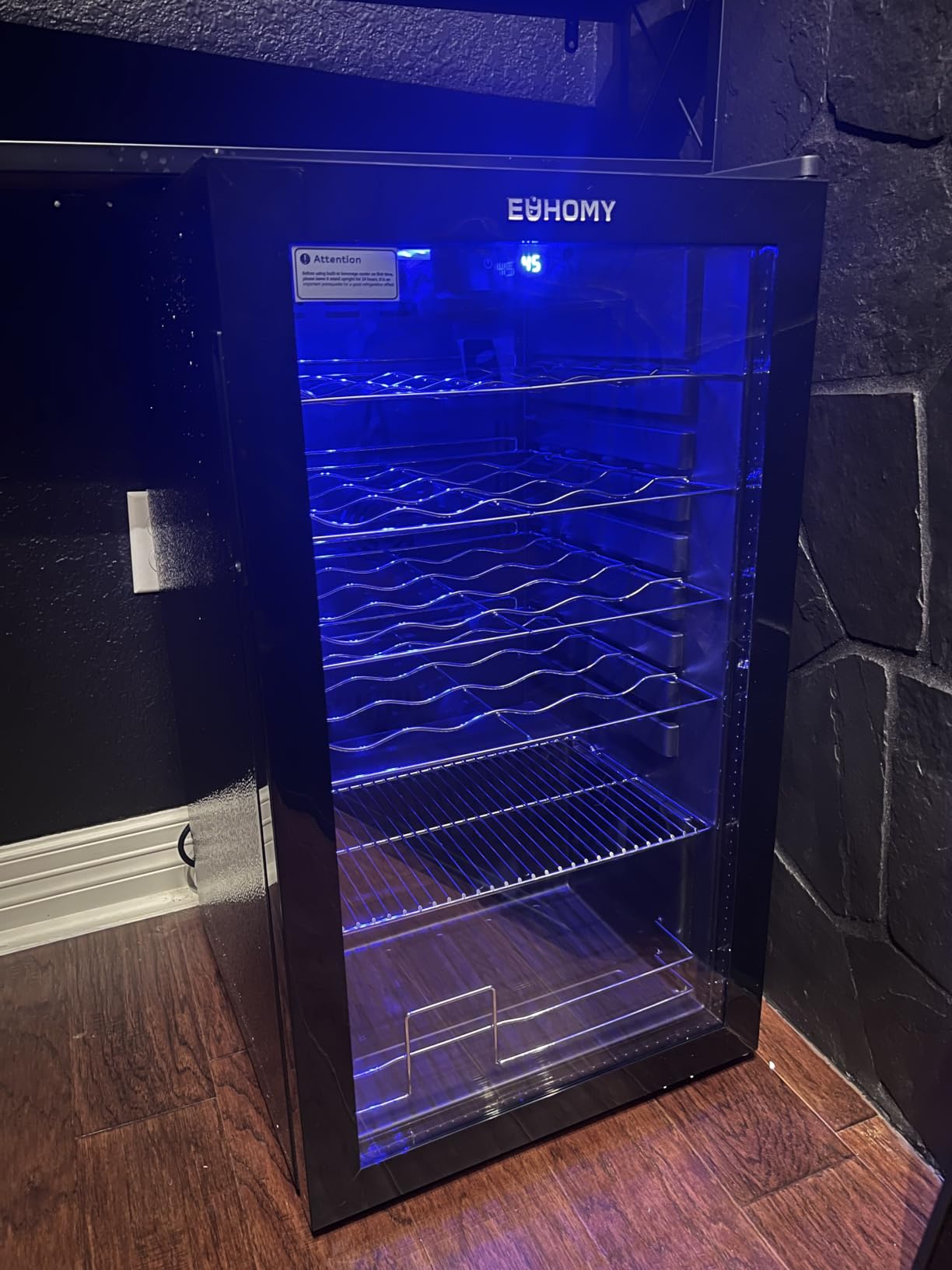 EUHOMY 45 Bottle Wine Cooler Refrigerator, Wine Fridge with Stainless Steel Glass Door for Red, White and Champagne, Mini Fridge with Adjust Temperature for Home Kitchen Bar 4.5 Cu.Ft, Silver customer photo 1