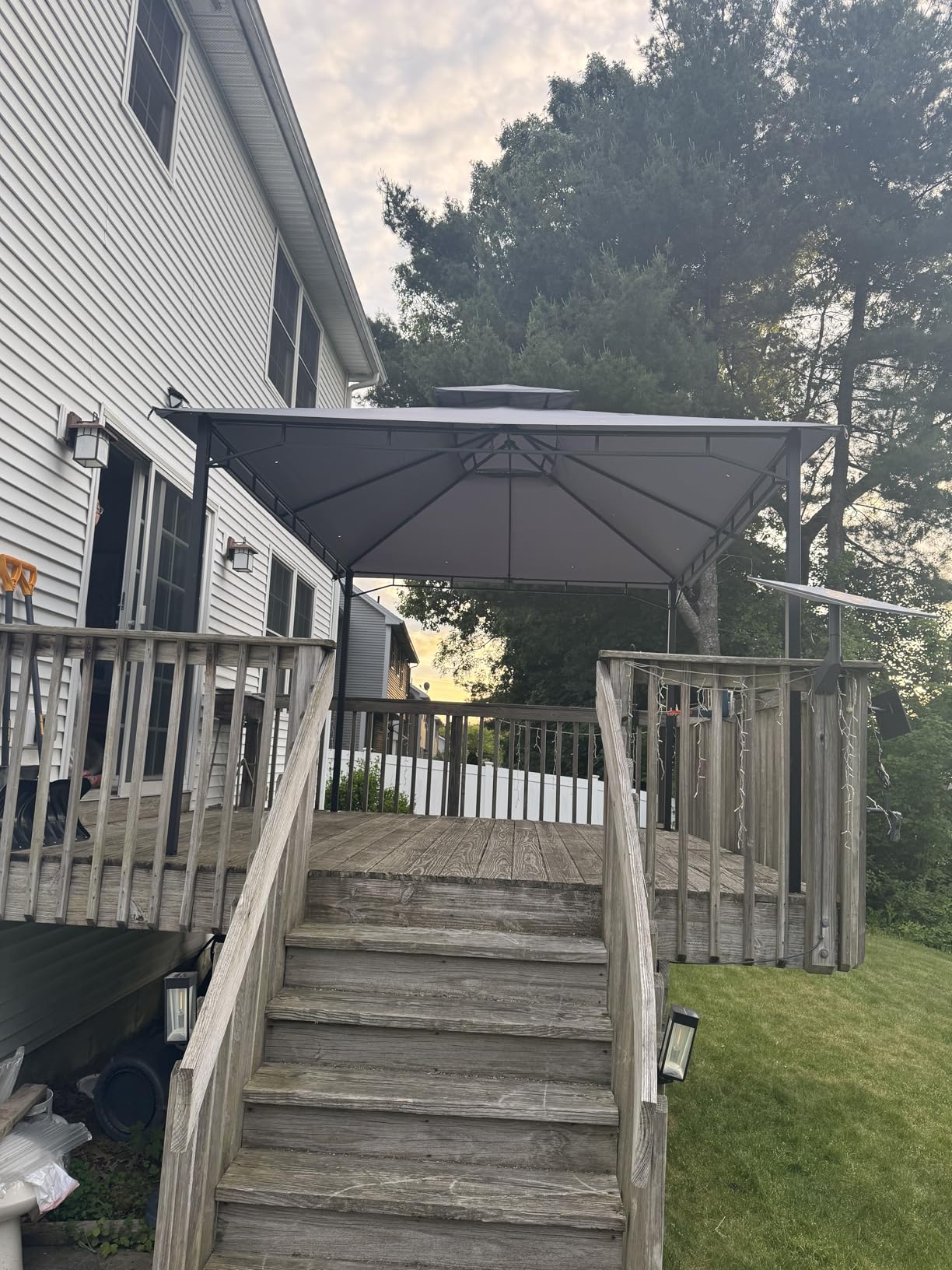 Aoxun 12x10 Outdoor Gazebo with Mosquito Netting & Double Roof, Gray | Metal Frame Heavy-Duty Party Tent, Patio Canopy Tent Shelter with Zipper Screens for Backyard, Deck, Porch customer photo 2