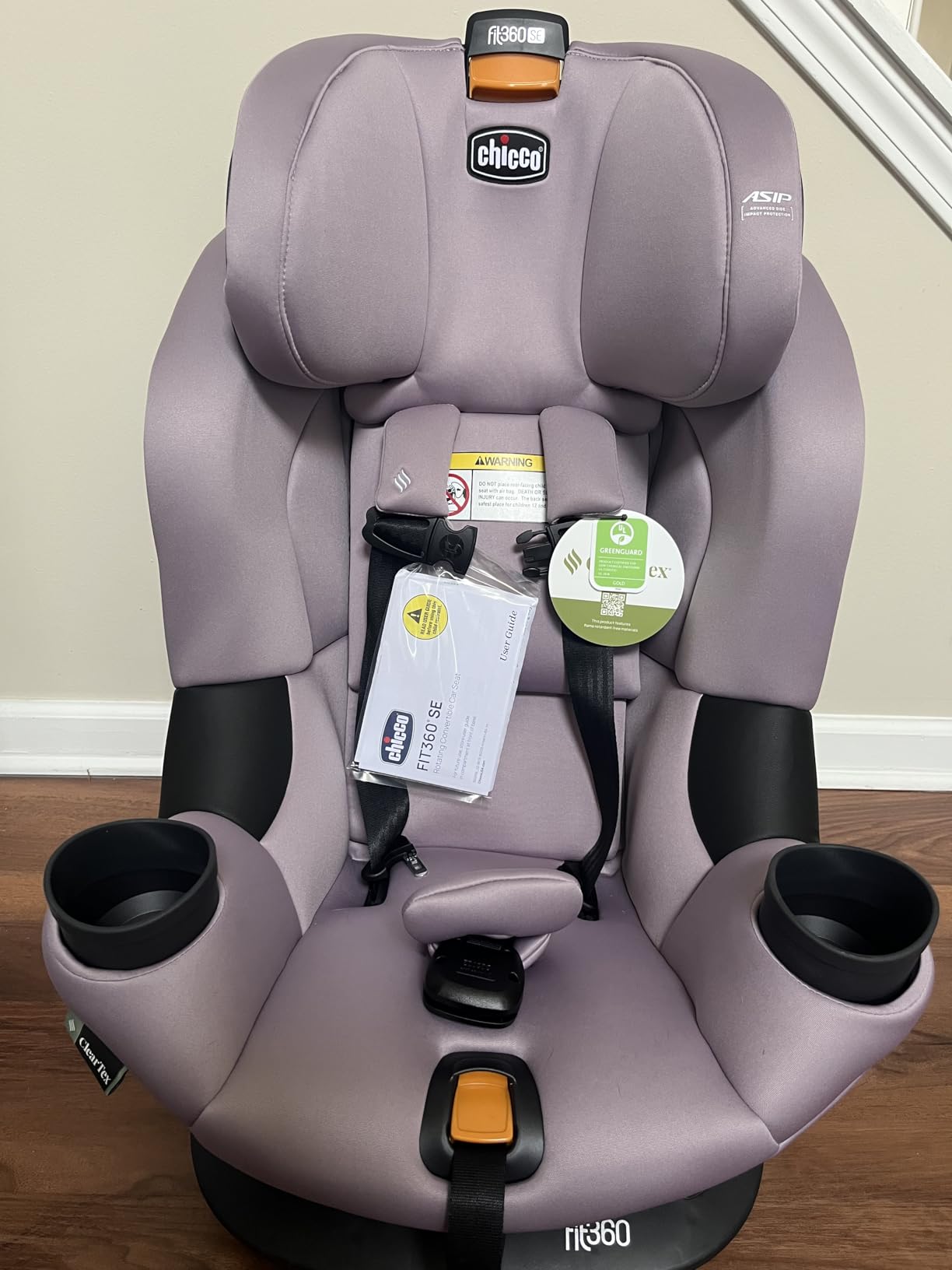 Chicco Fit360 SE Rotating Convertible Car Seat, 360 Degree Rotation, Lupine/Purple, convertible toddler car seat, rear/forward-facing 12-65 lbs, ClearTex fabric, LeverLock, 15-position headrest customer photo 1
