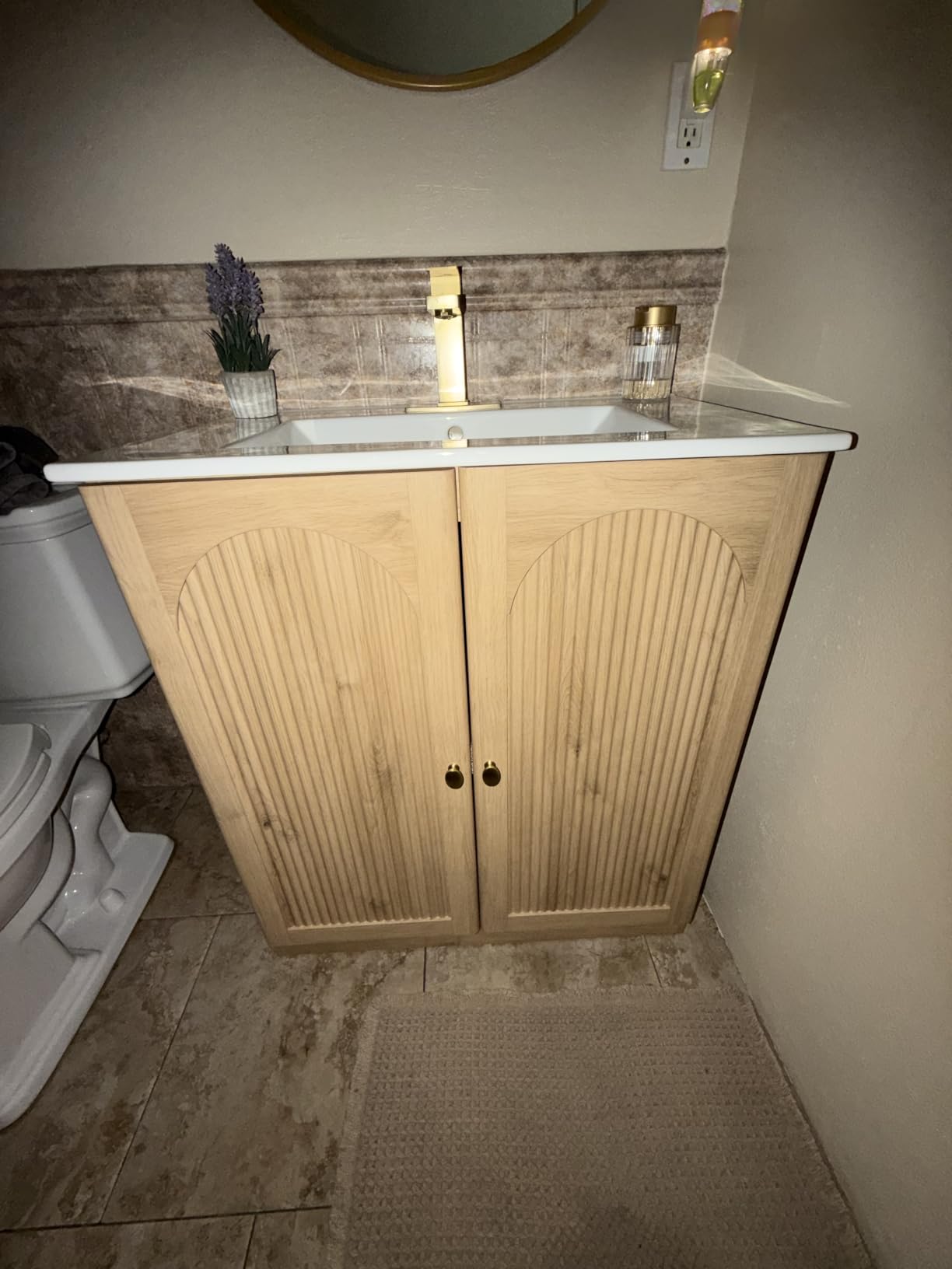 IFBUY 30 Inch Arched Bathroom Vanity with Sink, Fluted Design, Natural Oak customer photo 2