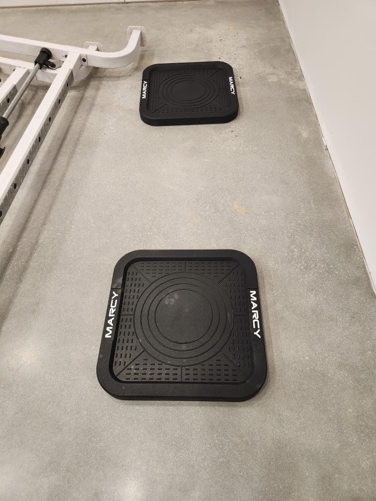 Marcy Barbell Platform Sold in Pair, Olympic Weight Landing Pads with Raised Edges & Non-Slip Surface, Floor Protection Crash Pads for Home Gym, Weight Lifting customer photo 1