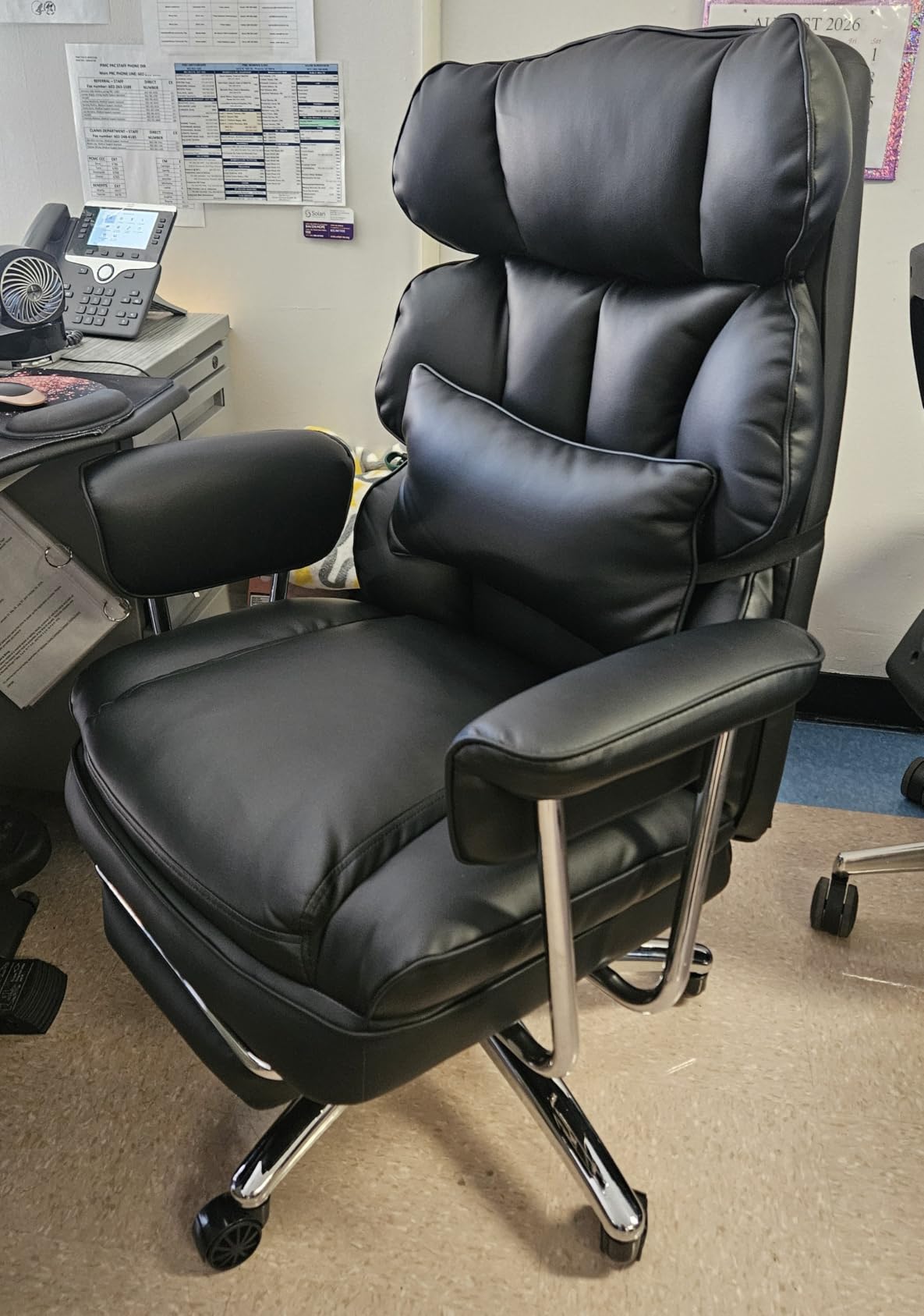 DUMOS Ergonomic Home Office Desk Chair, Executive Chair, PU Leather | Big Tall High Back, Lumbar Support, Reclining Height Adjustable, Computer Gaming, Footrest Swivel Wheels, Brown customer photo 2