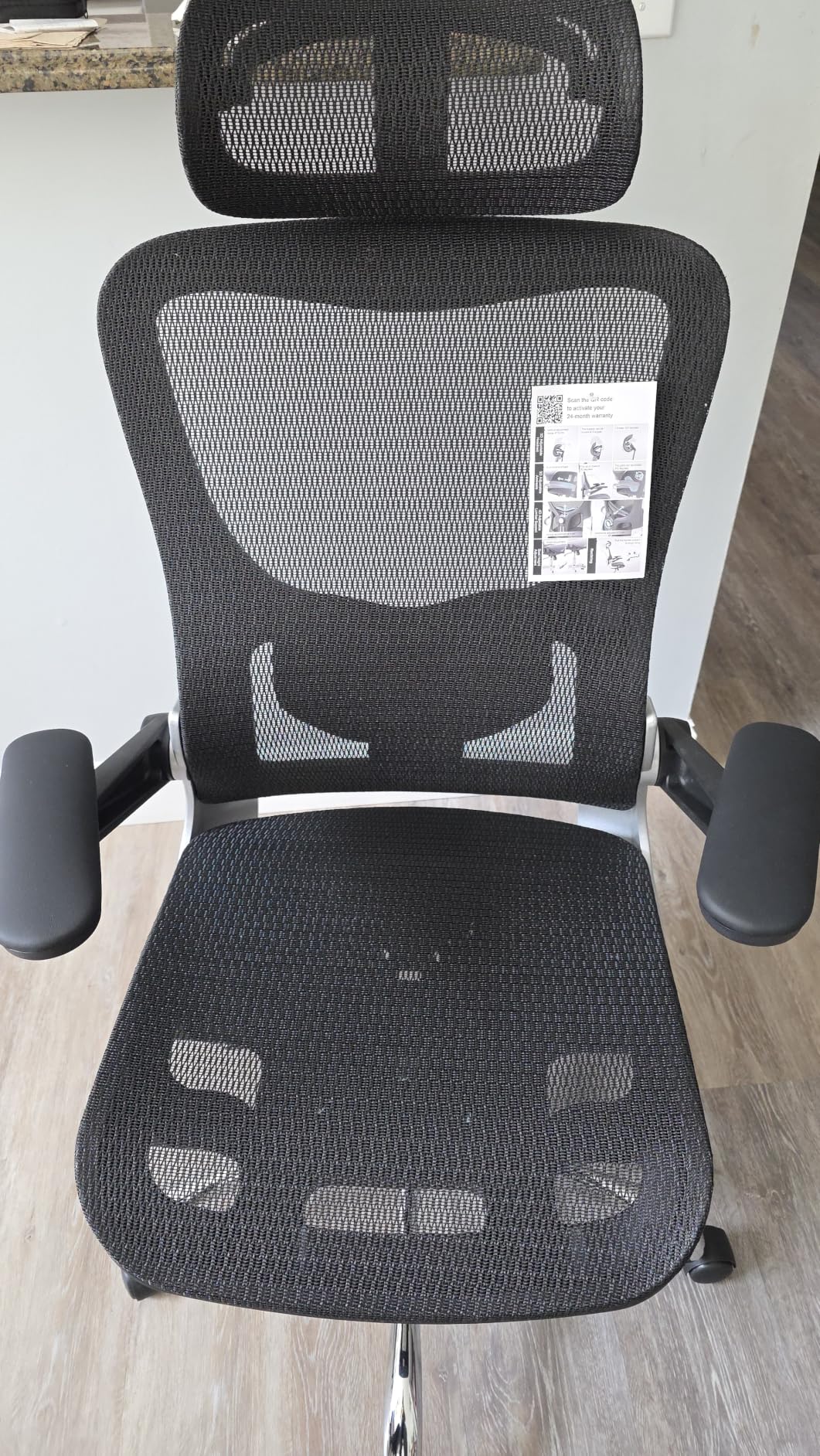 marrap Ergonomic Office Chair, Adjustable Lumbar Support, Mesh Desk Chair with 3D Armrests and Headrest, 90-120 Degree Rocking Function, Black customer photo 1