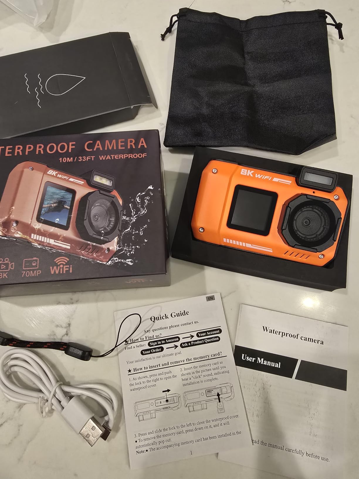 8K Underwater Camera WiFi 90MP 50FT Waterproof 32GB Card Dual-Screen Touch | Suitable for Snorkeling and Diving, Rugged Shockproof Dustproof, AF Selfie, 18X Zoom, Floatable, 1800mAh Battery, Type-C customer photo 2