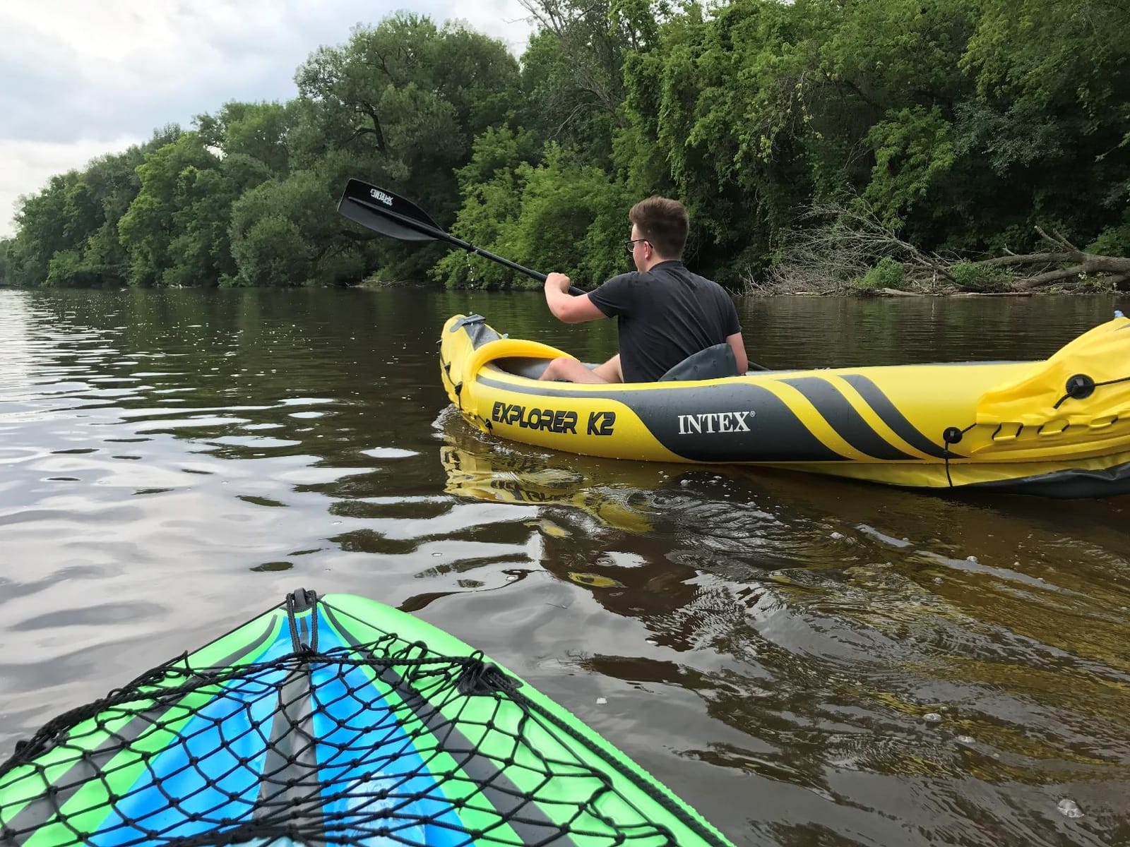 INTEX Challenger Inflatable Kayak Series: Includes Deluxe 86in Kayak Paddles and High-Output Pump – SuperStrong PVC – Adjustable Seat with Backrest – Removable Skeg – Cargo Storage Net customer photo 2