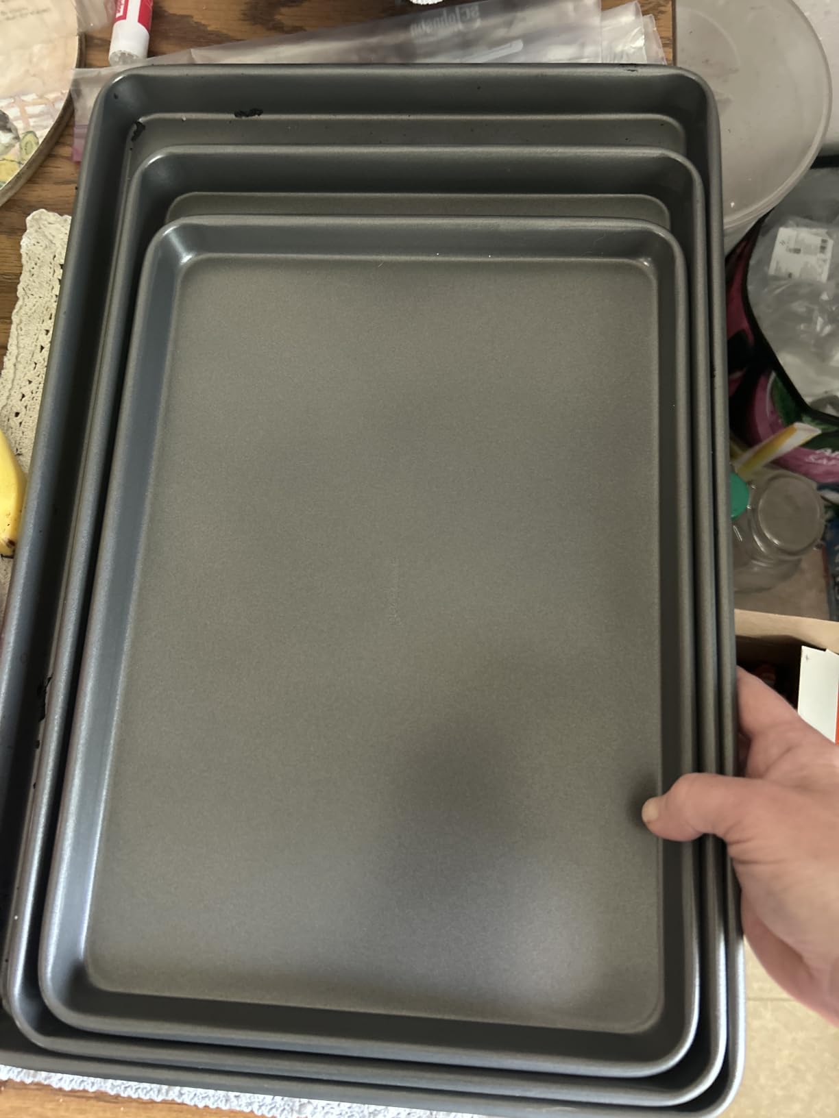 GoodCook Everyday Nonstick Baking Sheet Set, 3 Pack Includes Small (13×9) Medium (15×1) and Large (17×11) Pans Carbon Steel Construction Cookie Sheets Bakeware Set, Gray customer photo 2