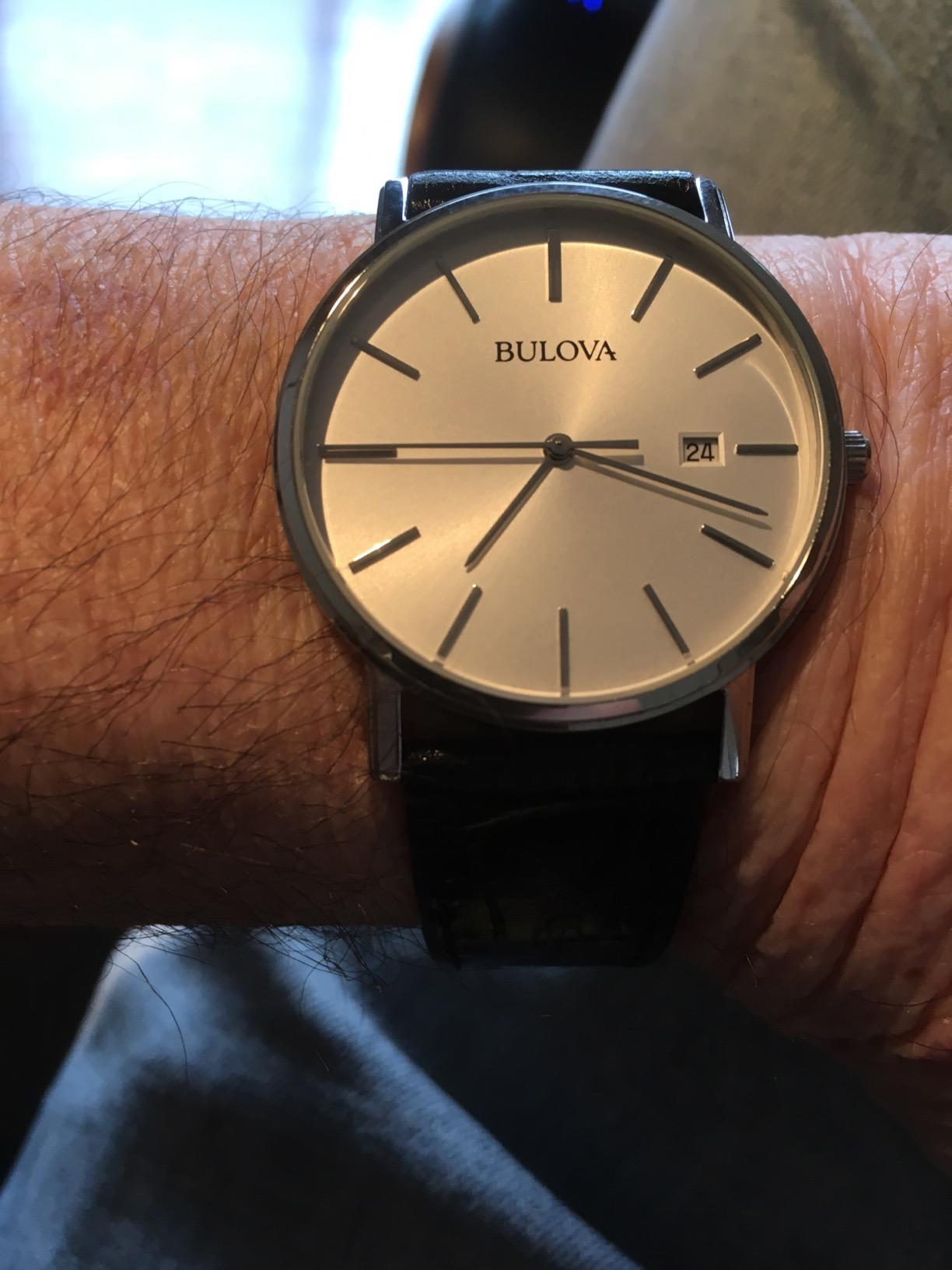 Bulova Men's Classic 3-Hand Calendar Date Quartz Leather Strap Watch, Buckle, 37mm customer photo 2
