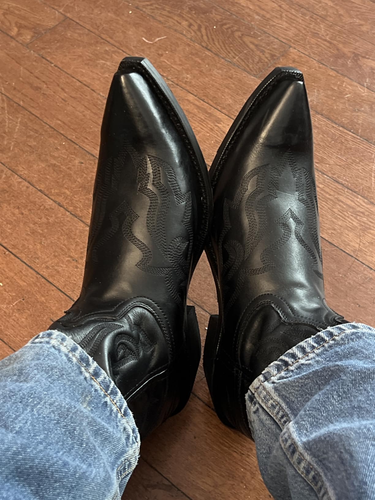 Laredo Mens Hawk Embroidered Snip Toe Pull On Casual Boots Mid Calf - Black customer photo 1